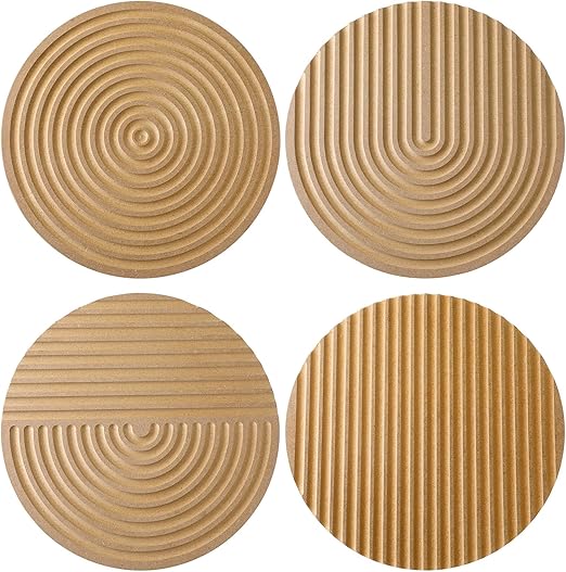 Teenyyou 4 Pcs Handcarved Wood Wall Decor Round Wall Decor