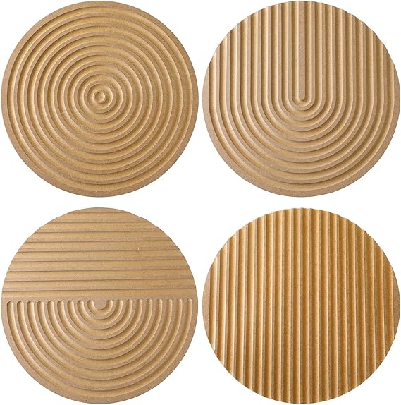 Teenyyou 4 Pcs Handcarved Wood Wall Decor Round Wall Decor