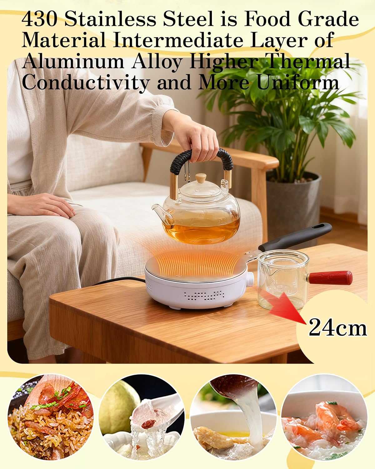 RoseFlower Induction Plate Adapter, 24cm/9.45" heat diffuser for gas stove