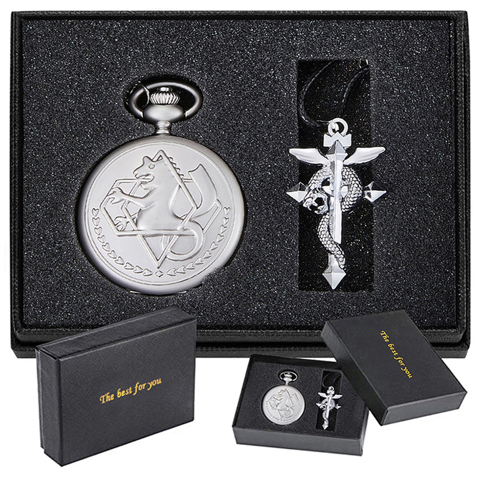 Nostalgia Movie Theme Design Alloy Quartz Pocket Watch with Necklace Chain