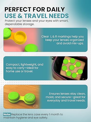 Miniatura 7 de SPORTS WORLD VISION Funda para lentes de contacto de color verde macarrón de 3 piezas, compacto, portátil y a prueba de fugas, duradera, caja de