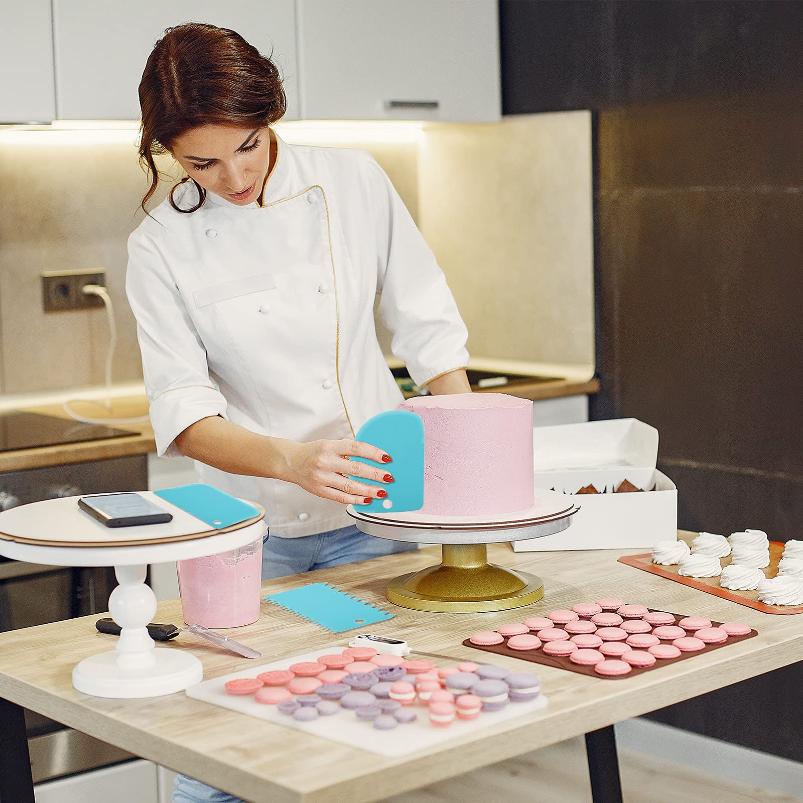 Juego de jeringas para decoración de postres, inyector de llenado de glaseado de cupcakes con 7 boquillas de glaseado de plástico y 3 raspadores de crema, kits de boquillas de jeringa para 4