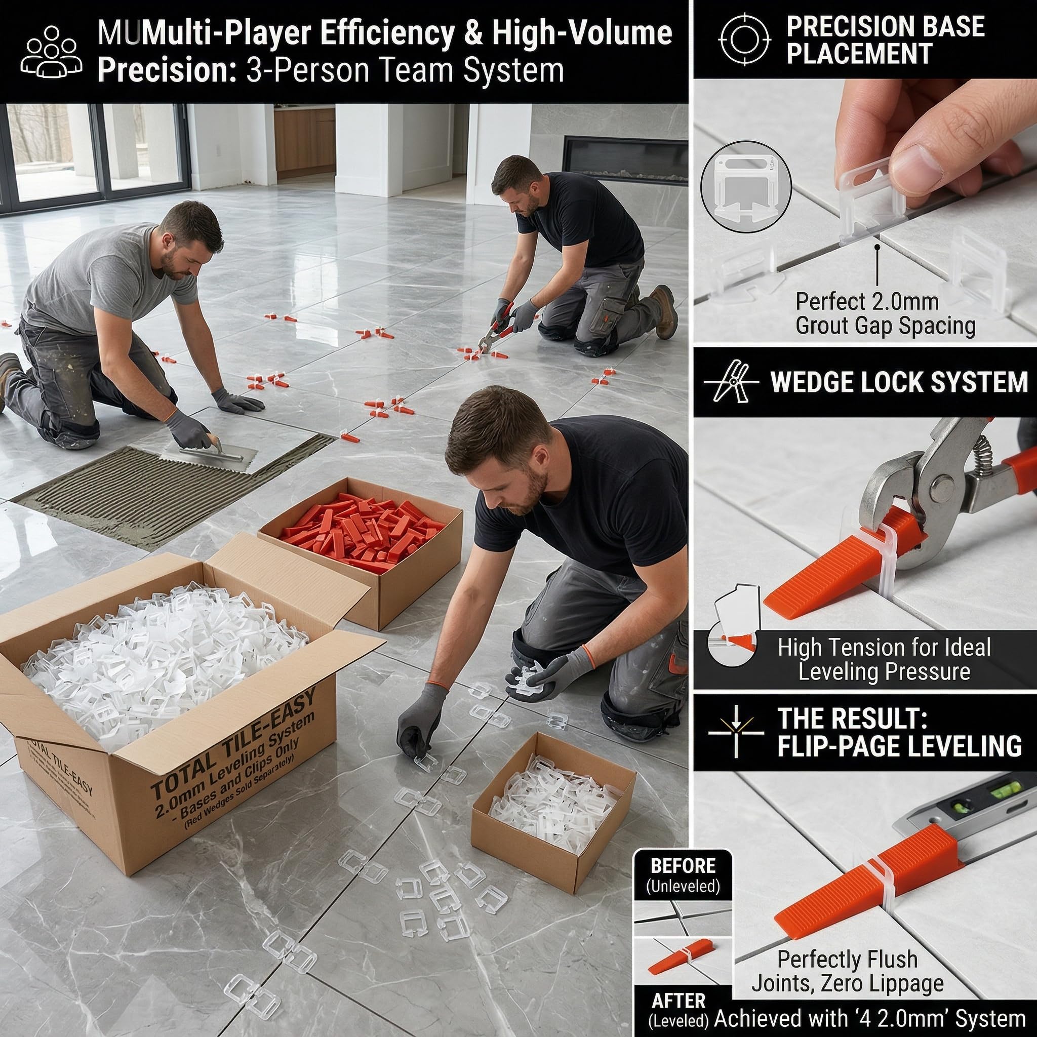 Sistema de Nivelación para Azulejos 600 Unidades, Herramienta de Nivelación para Cerámica, Cuñas para Azulejos y Base para Colocar Azulejos, Reutilizable, para Suelo y Paredes 2.0mm