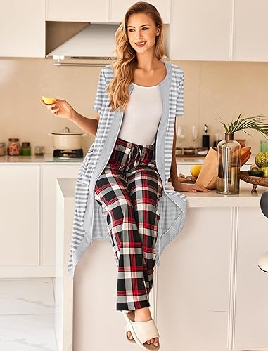 Miniatura 5 de Ekouaer - Vestido de entrecasa largo, con cremallera frontal, para mujer