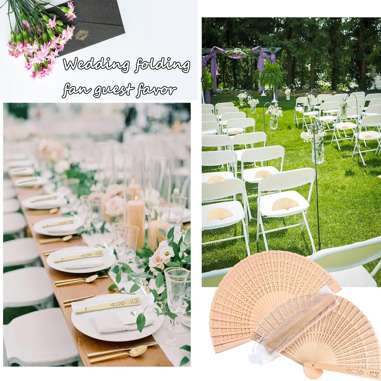 100 personalisierte Hochzeitsfächer, Vintage-Faltfächer, Faltfächer aus Holz, für Hochzeits- und Babyparty-Gastgeschenke