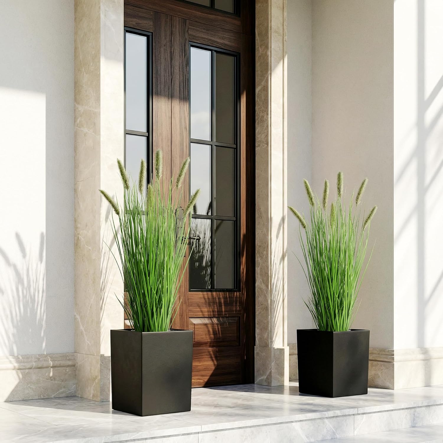 Artificial Cattail Reed Grass Plants Indoor ,Faux Cattail Grass Plant Artificial Plant Grass Outdoor,Fake Grass Tall Green Onions Fake Plant, Living Room Kitchen Office Decoration 47“1 Pcs - Image 7