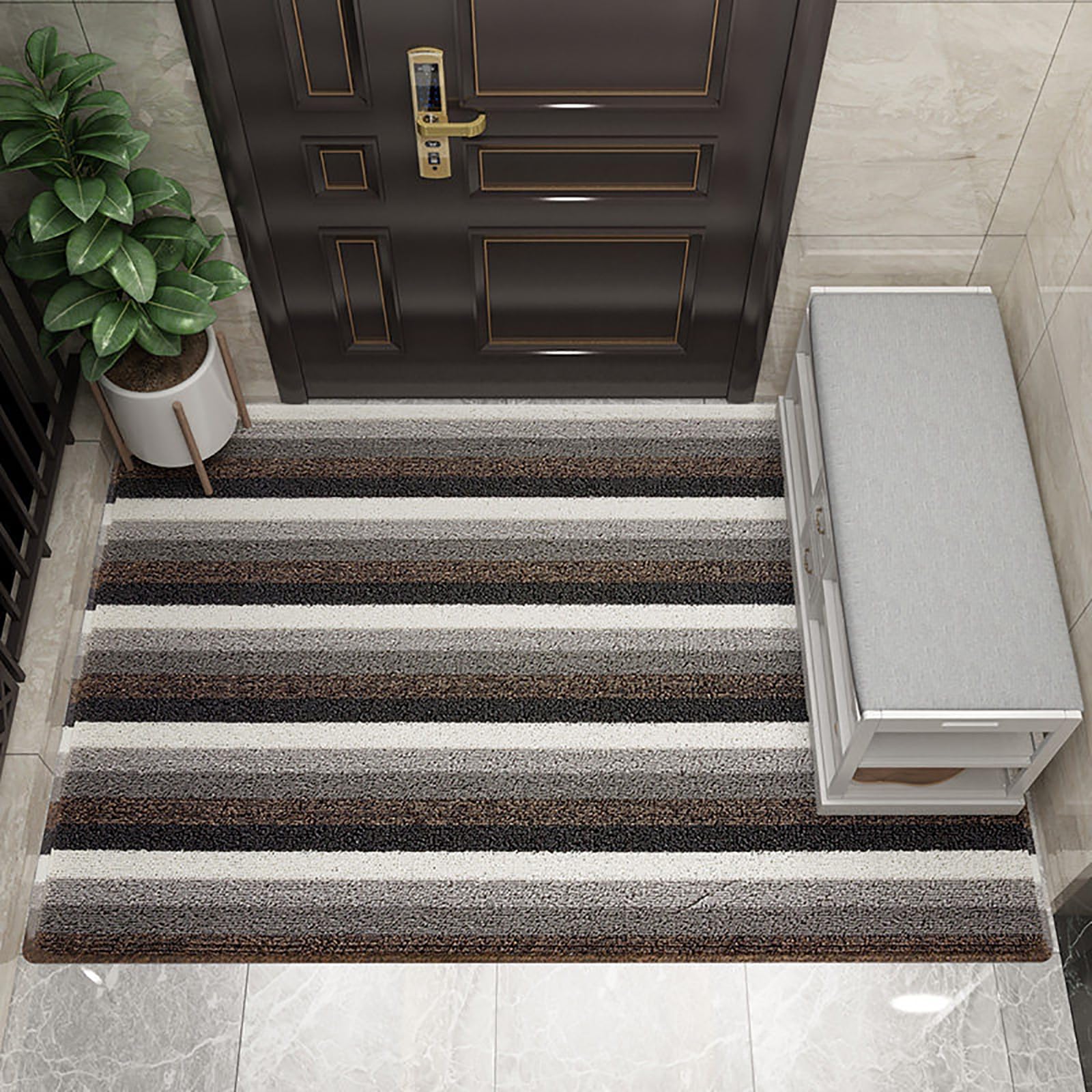 Genérico Felpudo de Puerta Rayas Negras y Blancas PVC, Impermeable para la Entrada,A,60x90cm(24x35inch) | Resistente a las manchas, resistente a la suciedad y fácil de limpiar