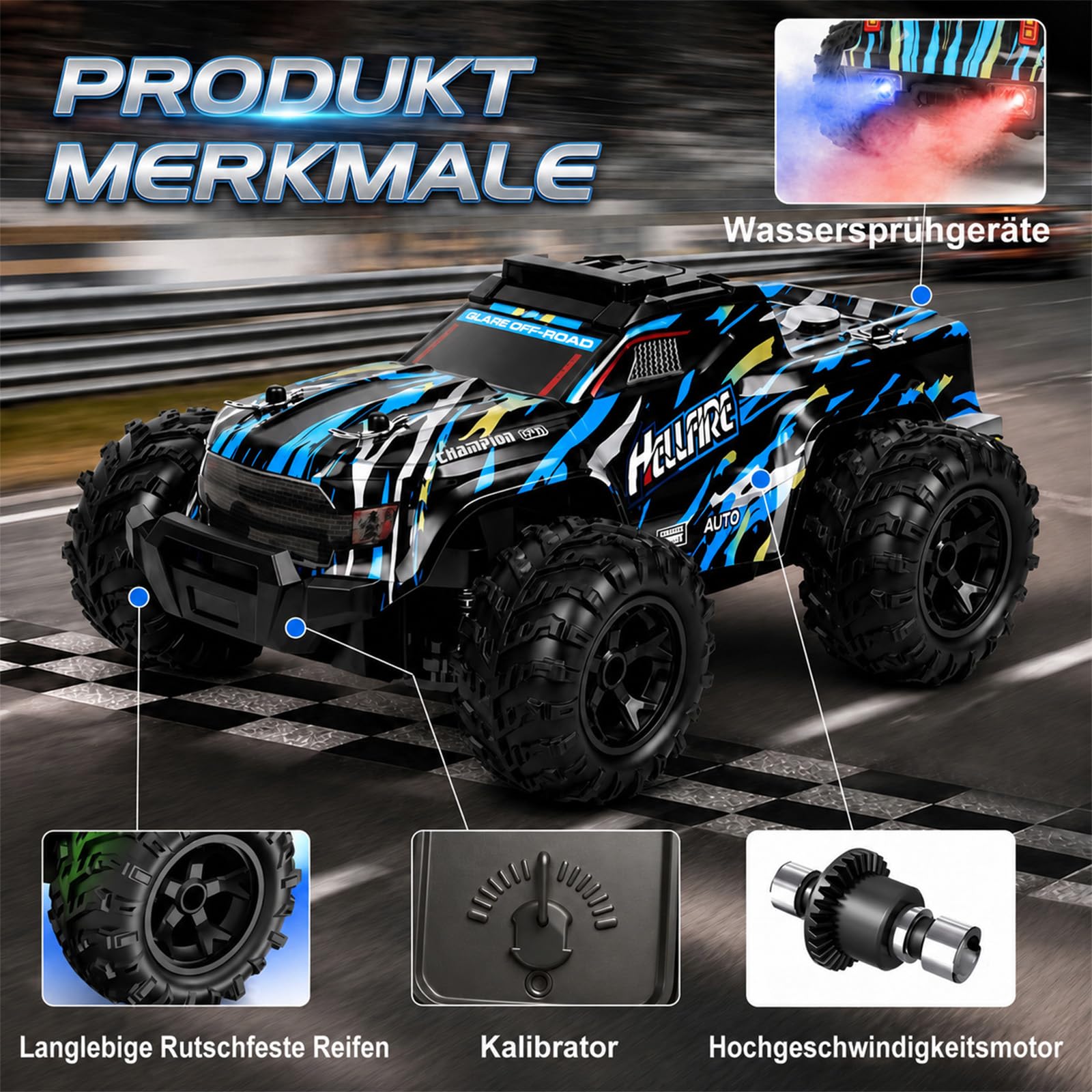 Ferngesteuertes Auto Ab 5-12 Jahre, 1:18 RC Auto Monstertruck 22KM/H, Spielzeug Und Geschenk Für Jungen