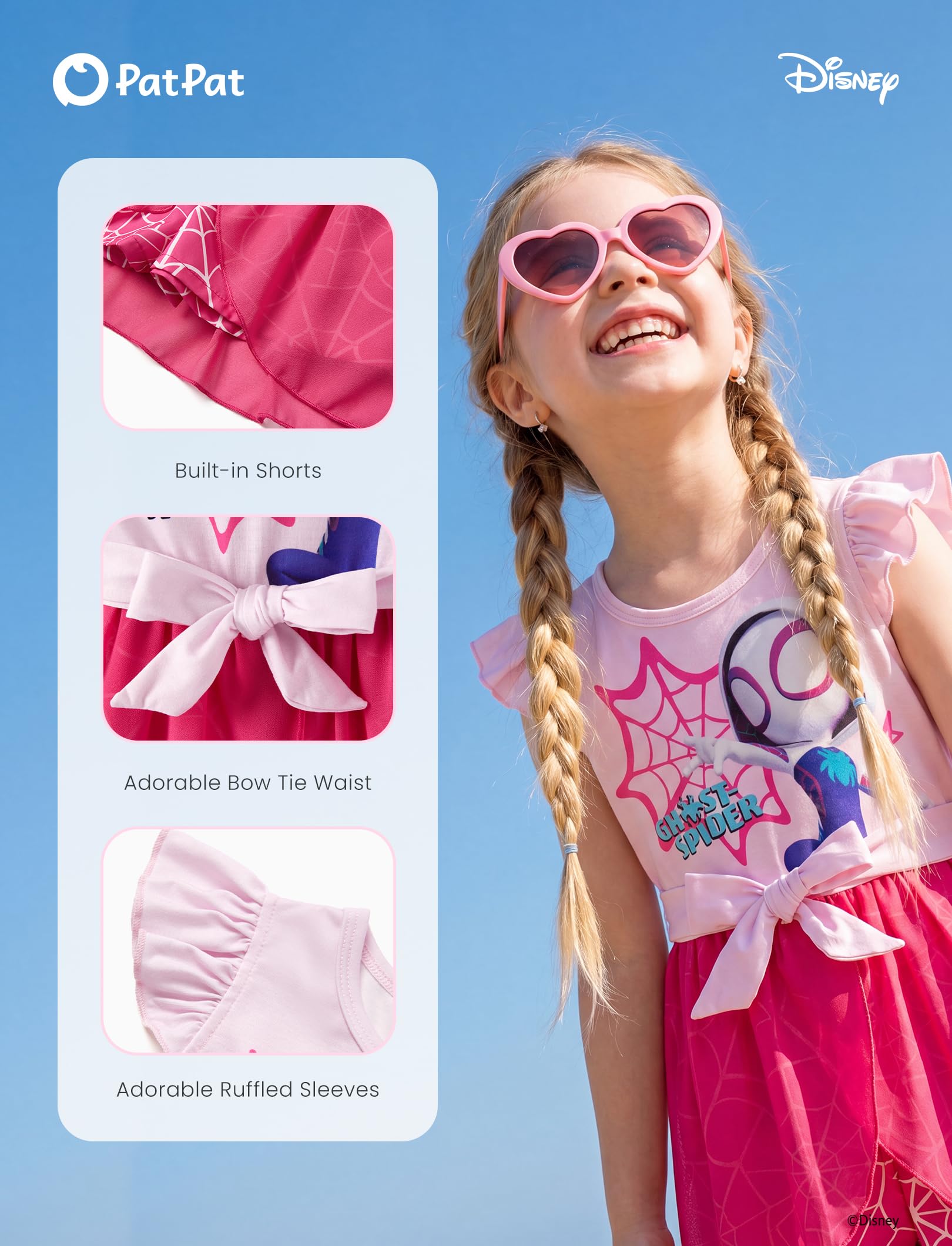 Disney Prinzessin Frozen Elsa Minnie Mouse Stitch Kleinkind Mädchen Strampler mit Rock Overlay Sommer Overall mit Schleife 2-6 Jahre