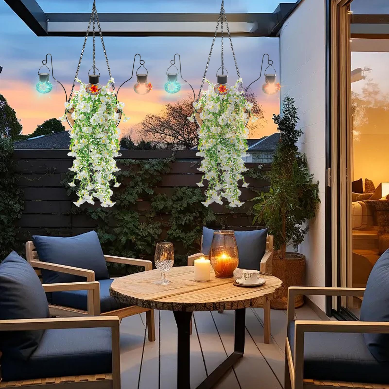 Sztuczne kwiaty na zewnątrz Z Haczykiem Metalowy Karmnik Dla Ptaków | Kosz Z Imitacją Kwiatów na balkon, do ogrodu, na ganek, do parku, na podwórko, trawnik, dla nimf, nierozłączek i konur