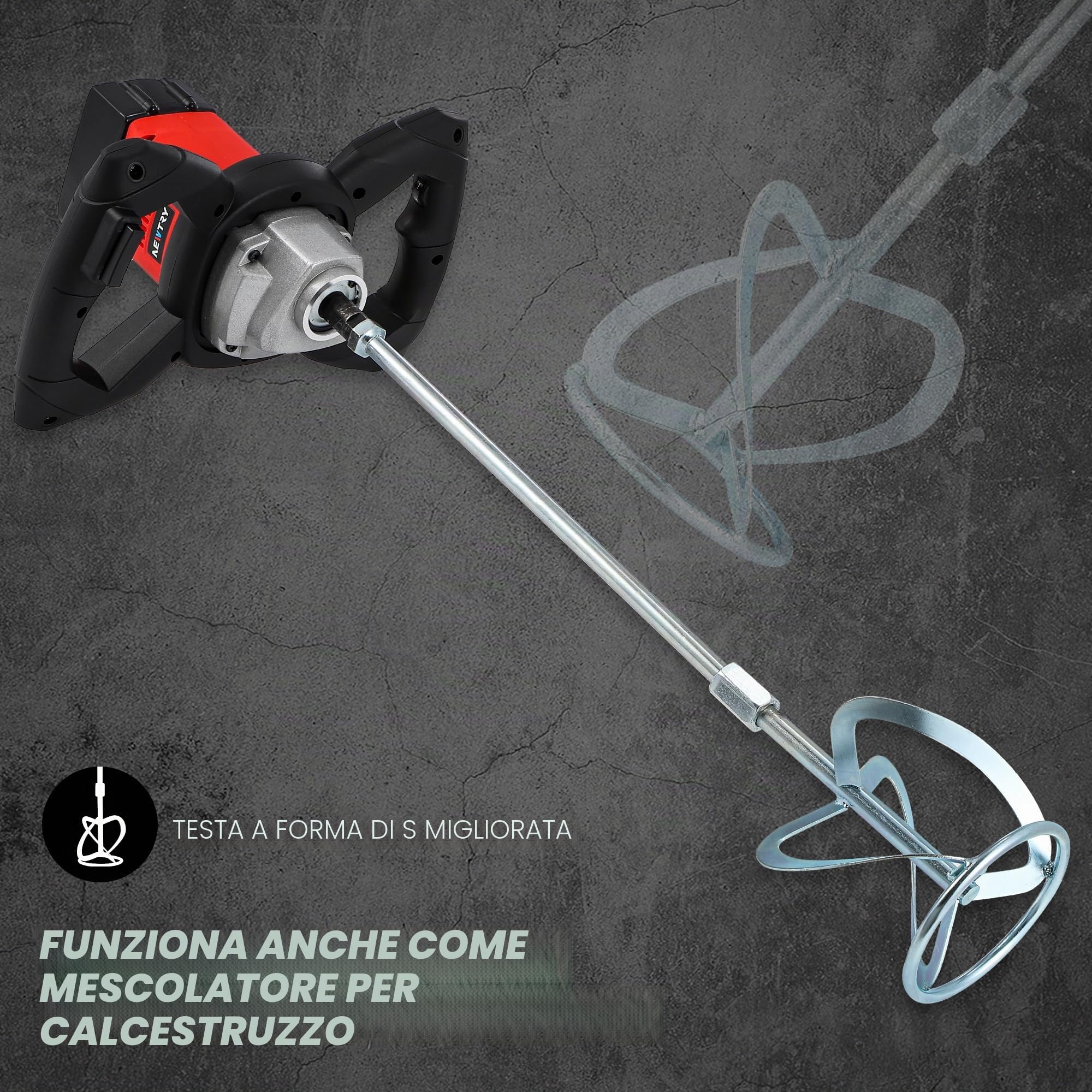 NEWTRY Levigatrice senza fili per malta da muratore, Cazzuola lisciante per intonaco portatile per rifiniture murali, betoniera multifunzione, con dischi di ricambio in carta vetrata spugnosa 220V CE