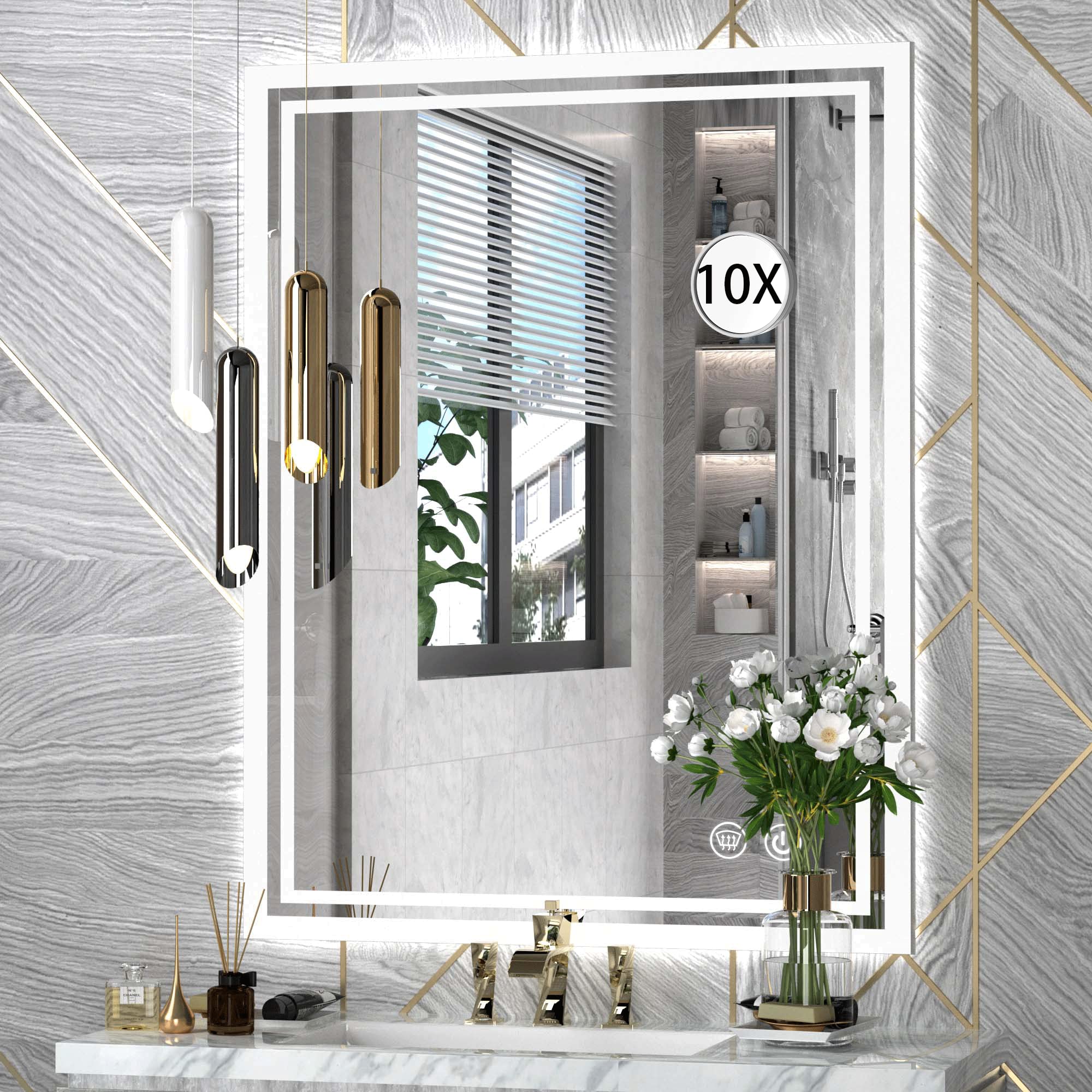 PRIMEPLUS Vanity Mirror with Lights, 36x28 Inch Led Bathroom Backlit