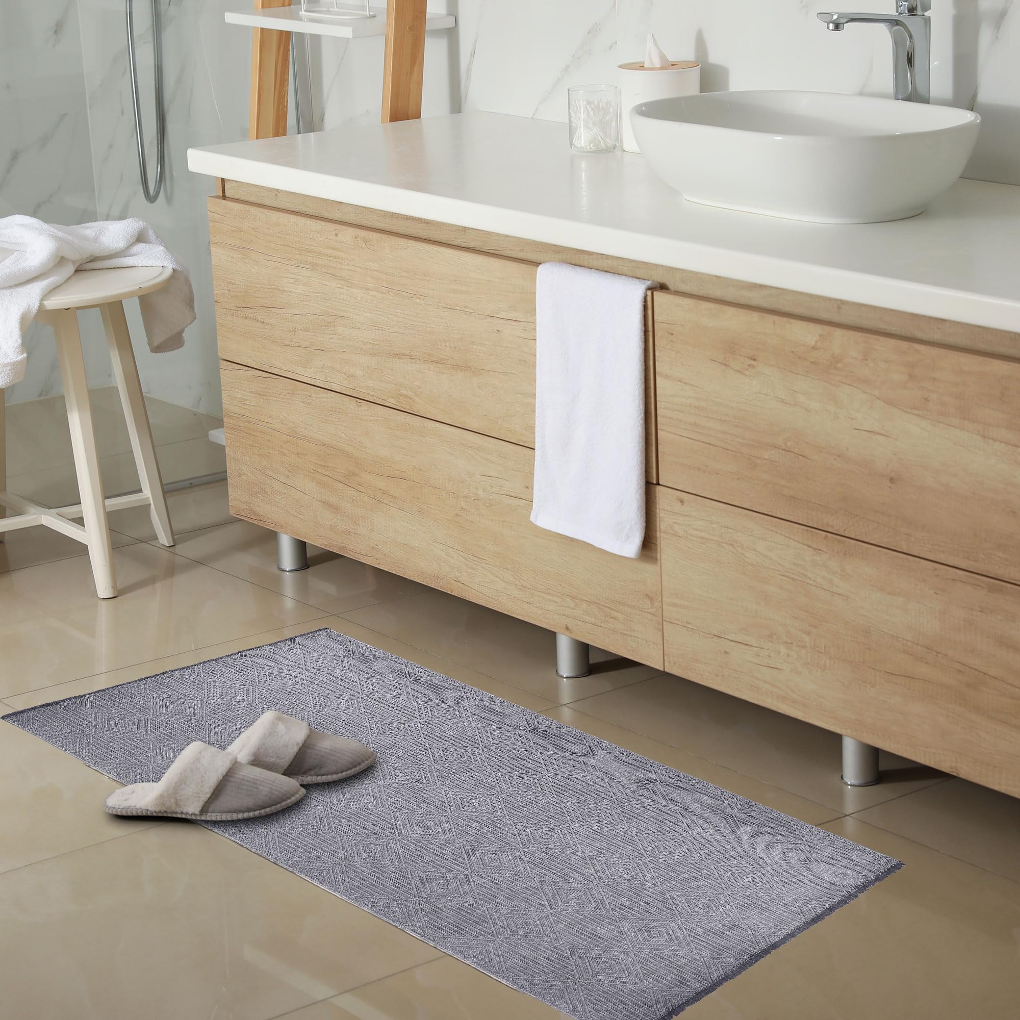 Home My Own | Passatoia Cucina e Bagno Assorbente a Tinta Unita al 60% Poliestere e 40% Cotone - Passatoia Antiscivolo Lavabile in Lavatrice - Piccolo Tappeto per Soggiorno o Ufficio Moderno