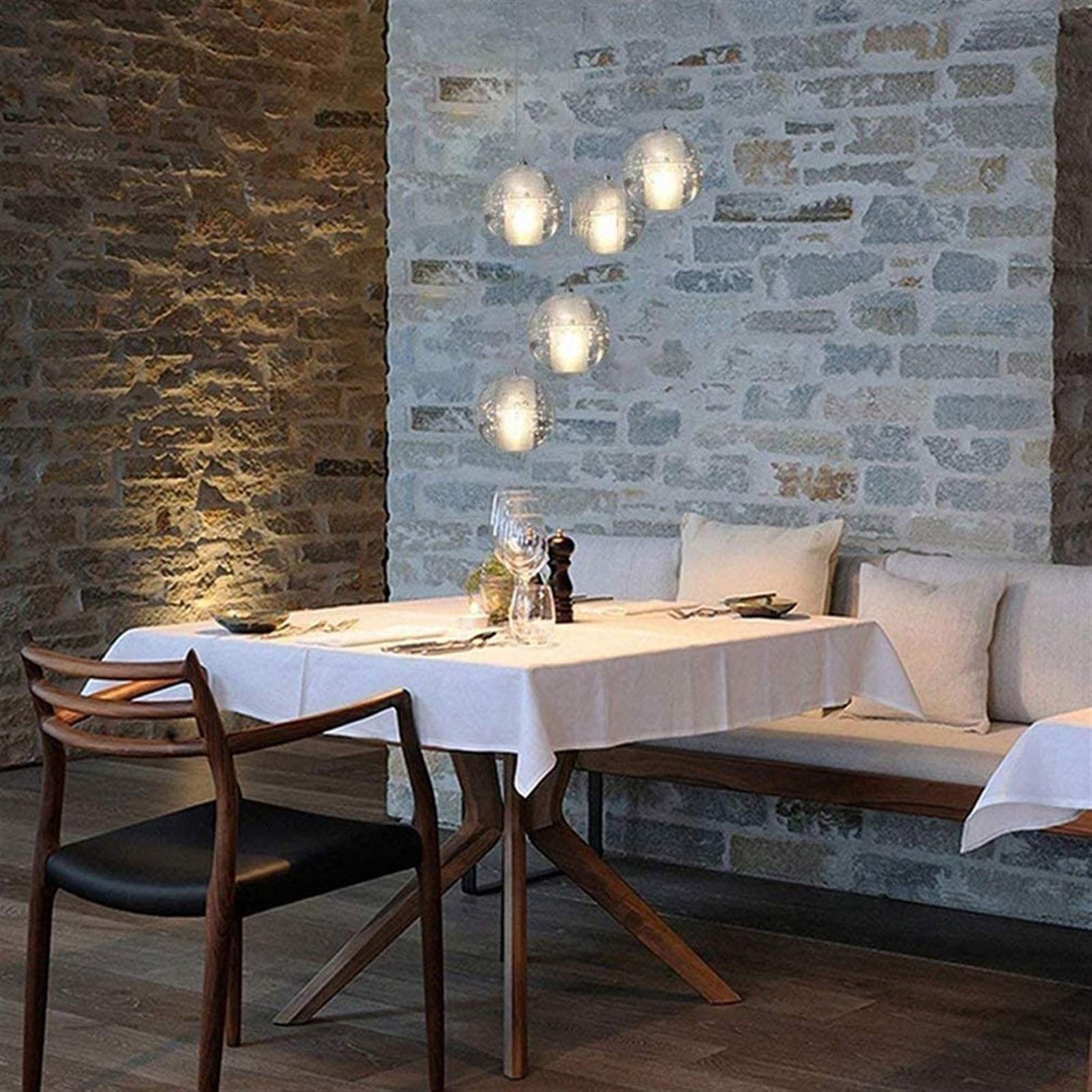 Nowoczesna szklana lampa wisząca LED, żyrandol G4 kryształowa kula wisząca lampa sufitowa z regulacją wysokości do salonu stół do jadalni schody sypialnia jadalnia (rozmiar: 7 świateł)