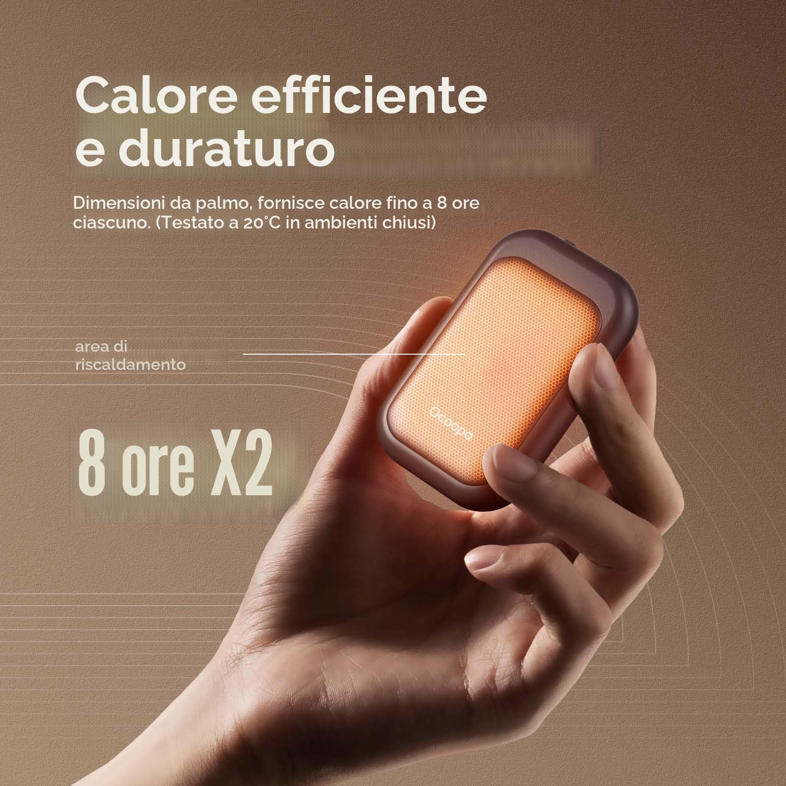 OCOOPA Scaldamani Ricaricabile,Scaldamani Magnetico 5000mAh,Impermeabile,Riutilizzabile Elettrico Portatile Scaldamani USB,Certificato UL,3 livelli di calore,Regali tecnologici per e all'Aperto