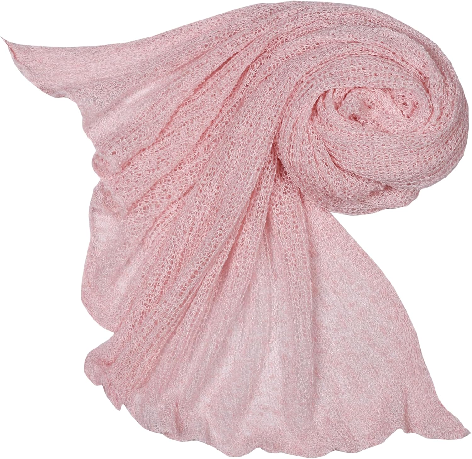 Matissa Newborn Baby Photography Prop Swaddle Cheesecloth Knit Crochet Wrap 16 Colors Available (Baby Pink)