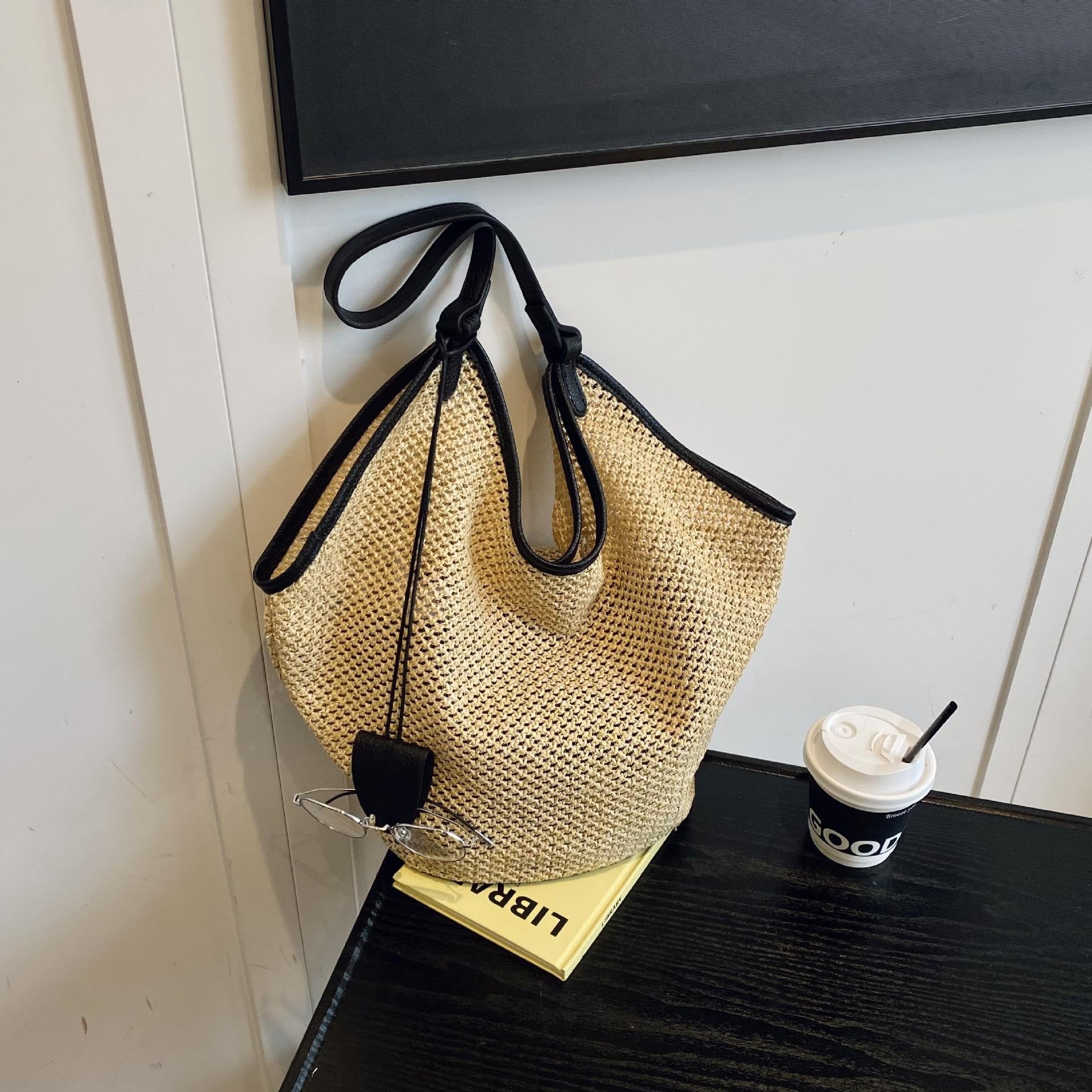 Bolso Hobo Tejido de Paja imitación, Bolso Playa Verano