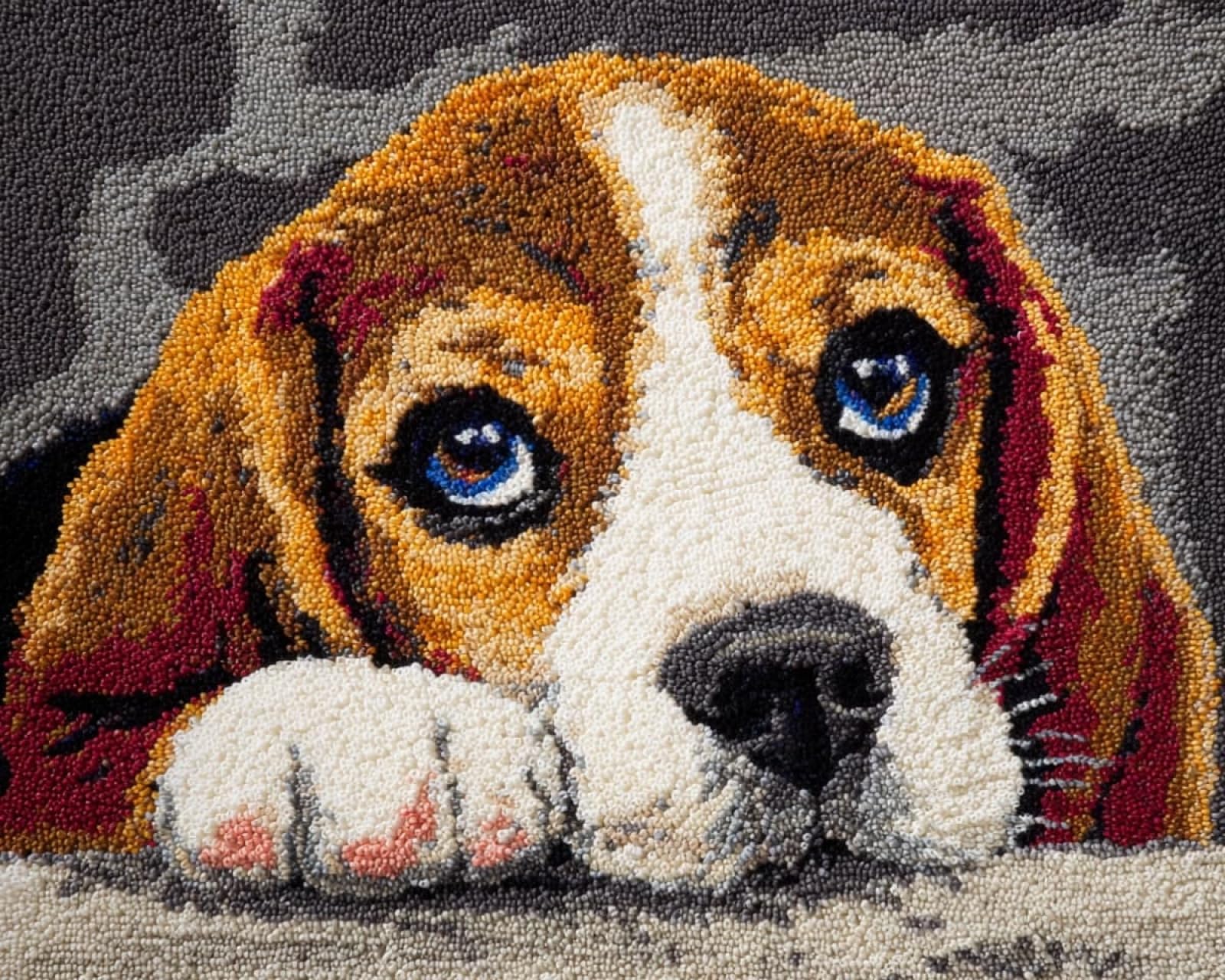 Wallphantom Rug Making Kit for Adults Beginners,Animal Dog Beagle,Latch Hook Cushion Kits,Carpet Embroidery Needlework Crocheting,Tapestry for Home Decoration,80x115cm