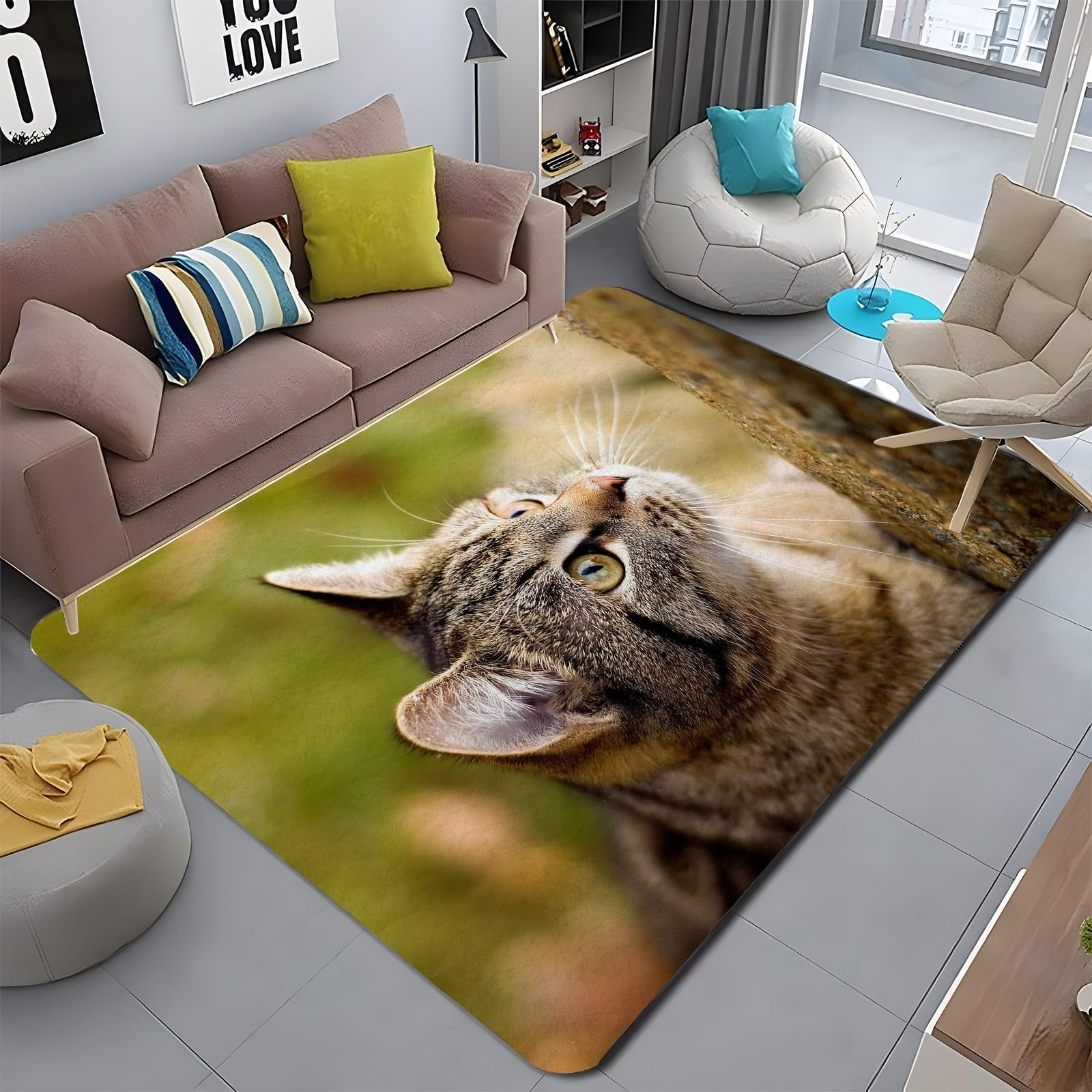 Amazon | カーペット ジャコウネコ ラグ カーペット 猫 絨毯 90x180