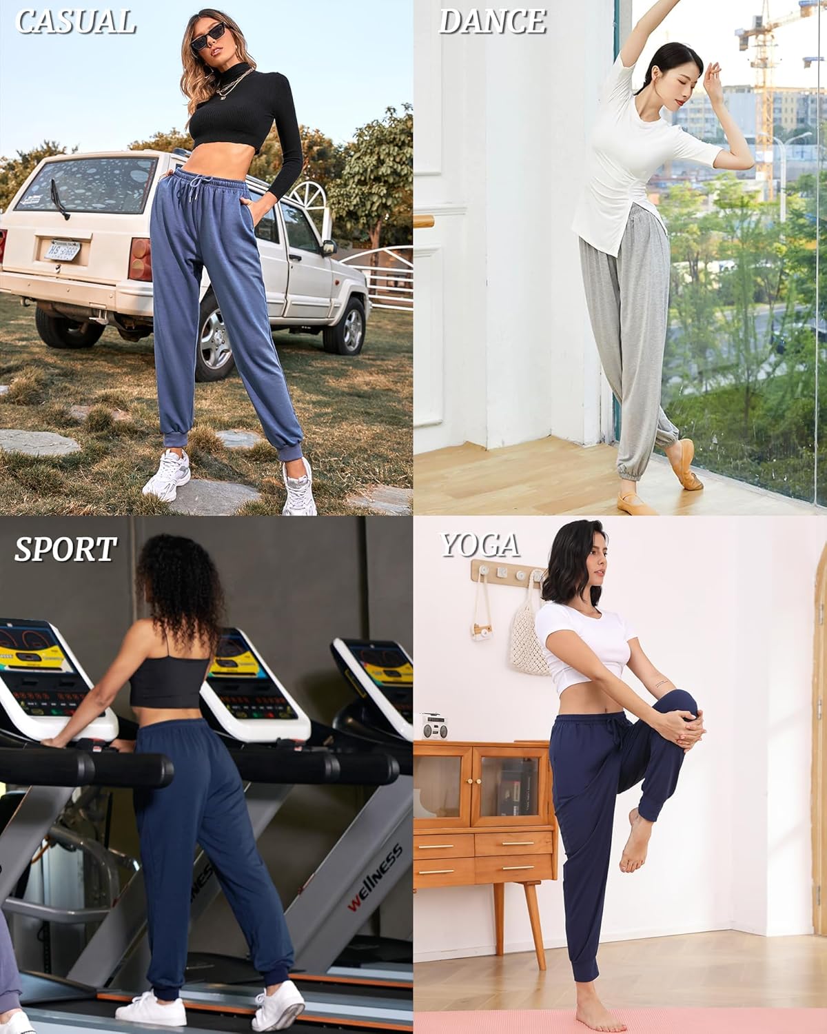 ASIMOON Sweatpants Women with Pockets Loose Lightweight Stretch Yoga Lounge Pants Comfy Drawstring Workout Jogging Pants - Image 2