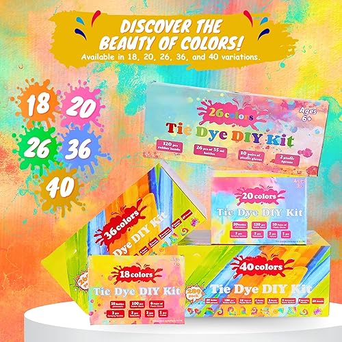 Miniatura 6 de Kit de teñido anudado para niños y adultos, juego de teñido anudado con 26 polvos de teñido anudado, botellas de teñido anudado de 1.2 fl oz, bandas