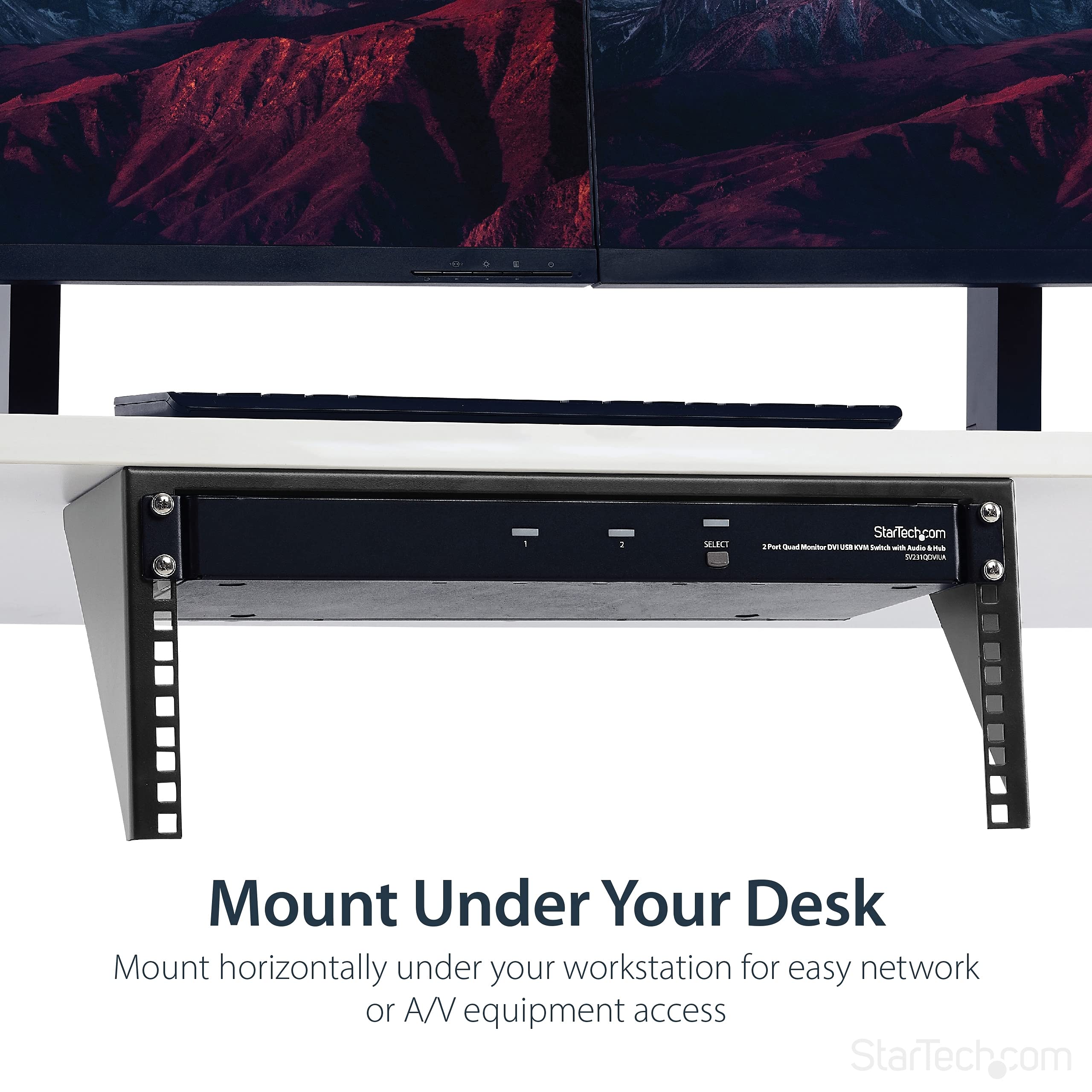StarTech.com Rack Vertical 4U Montage Mural 19" Acier pour Panneaux Réseau Serveur Patch Capacité 56kg Noir RK419WALLV