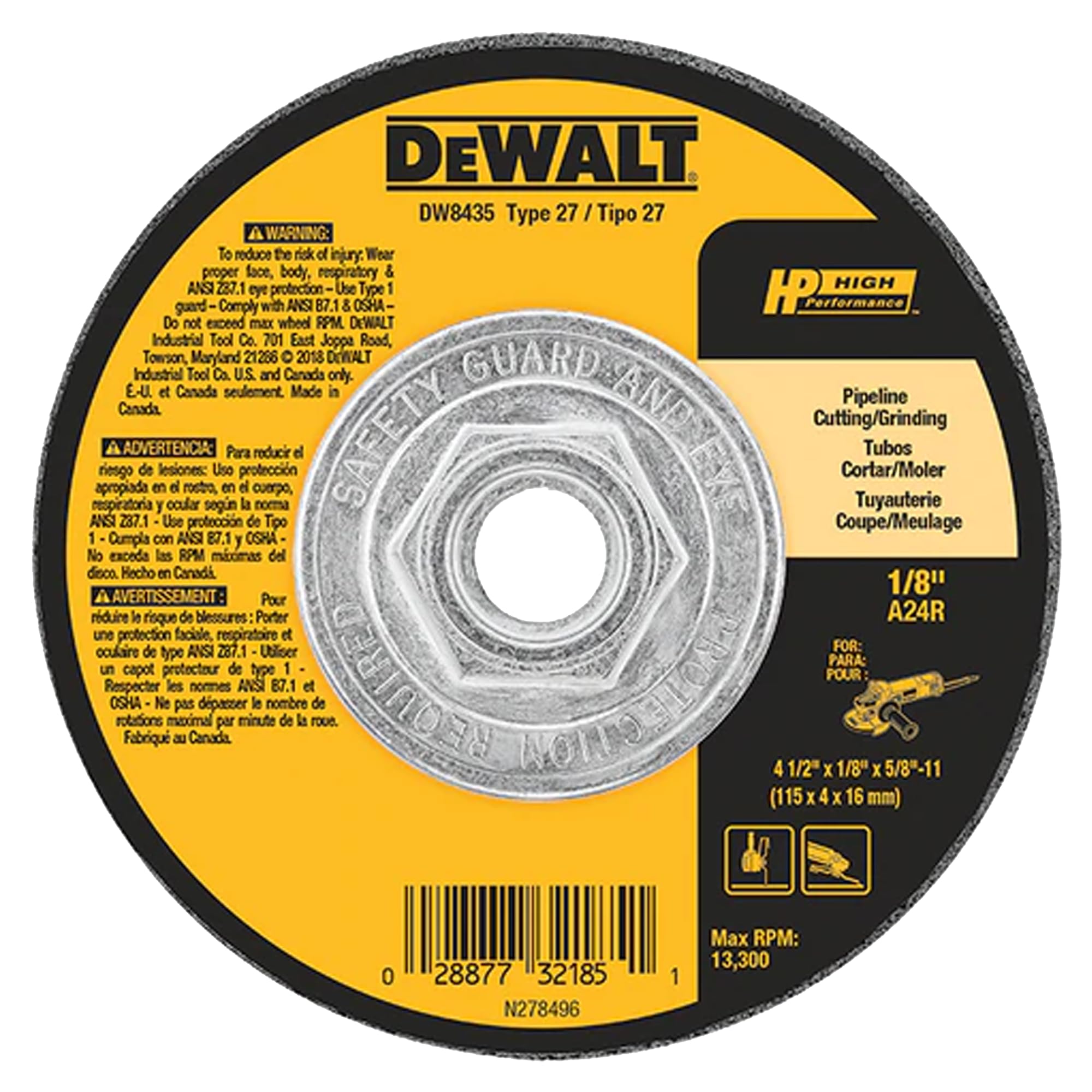 Meule de coupe de tuyauterie DEWALT DW8435 disque abrasif de tronçonnage 1,57 cm