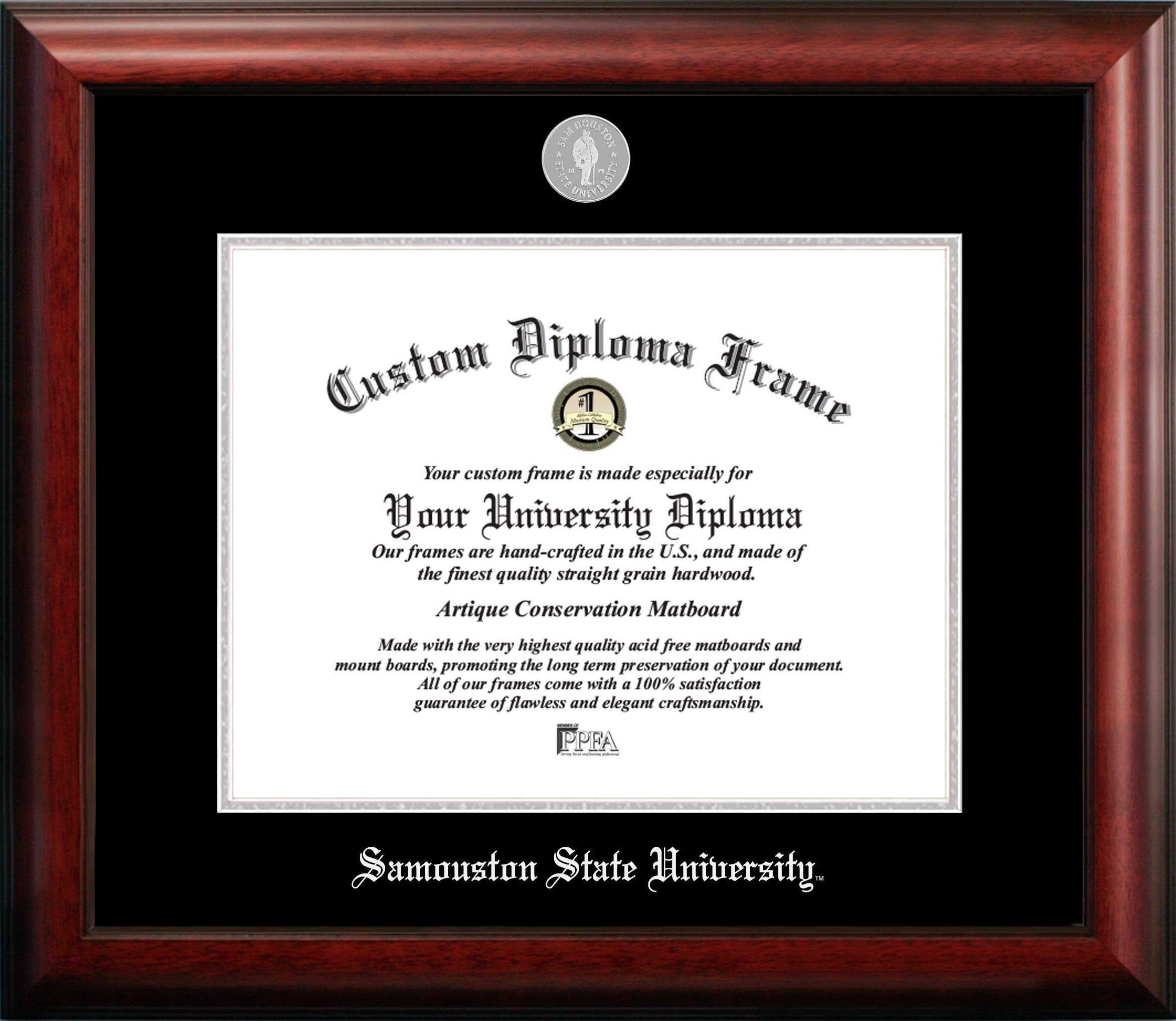 Campus Images NCAA Sam Houston State Bearkats Unisex Silver Embossed Diploma Frame Sam Houston State 14W x 11H Silver Embossed Diploma Frame, Brown, One Size