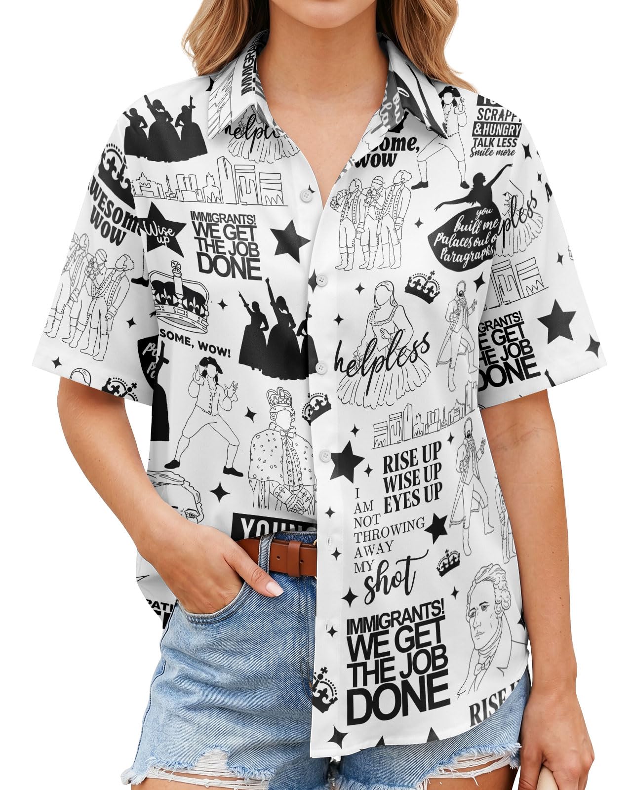 99TIMORO Horror Characters Halloween Shirts for Women Button Down Shirt