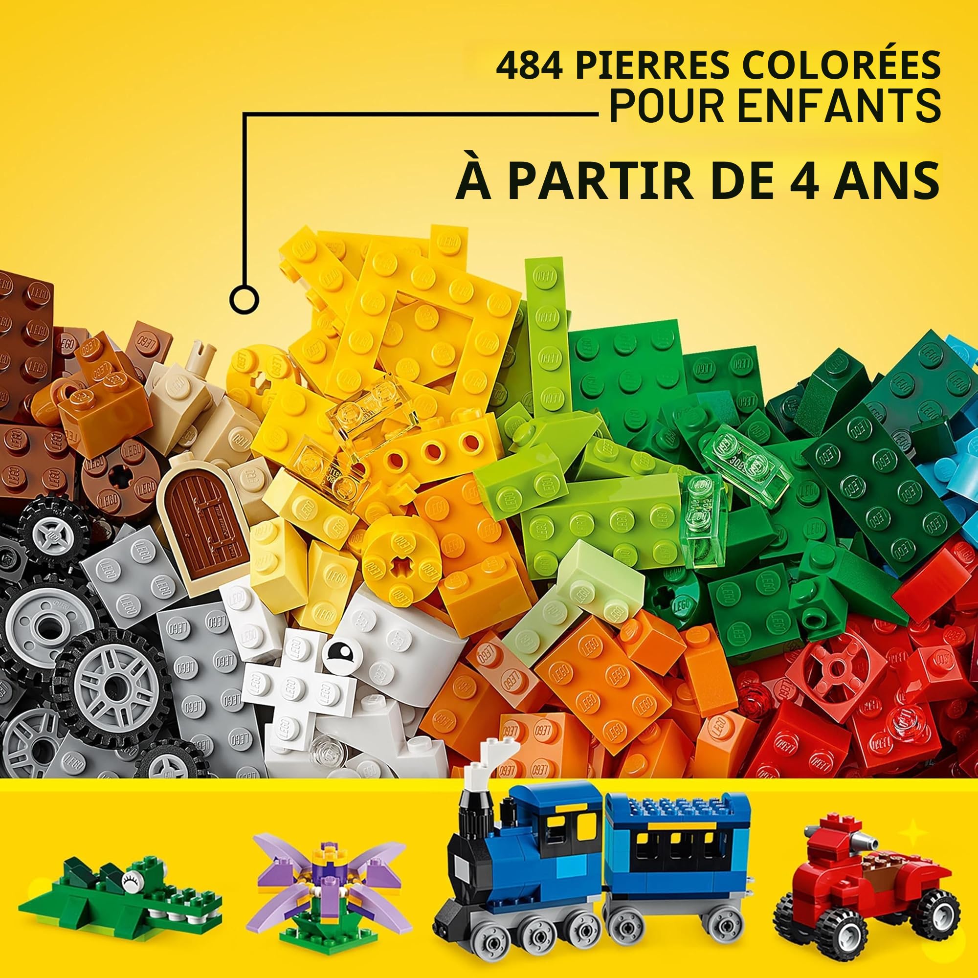 Lego Classic Boîte de briques de construction moyenne + plaque bleue : kits et panneaux pour enfants à partir de 4 ans