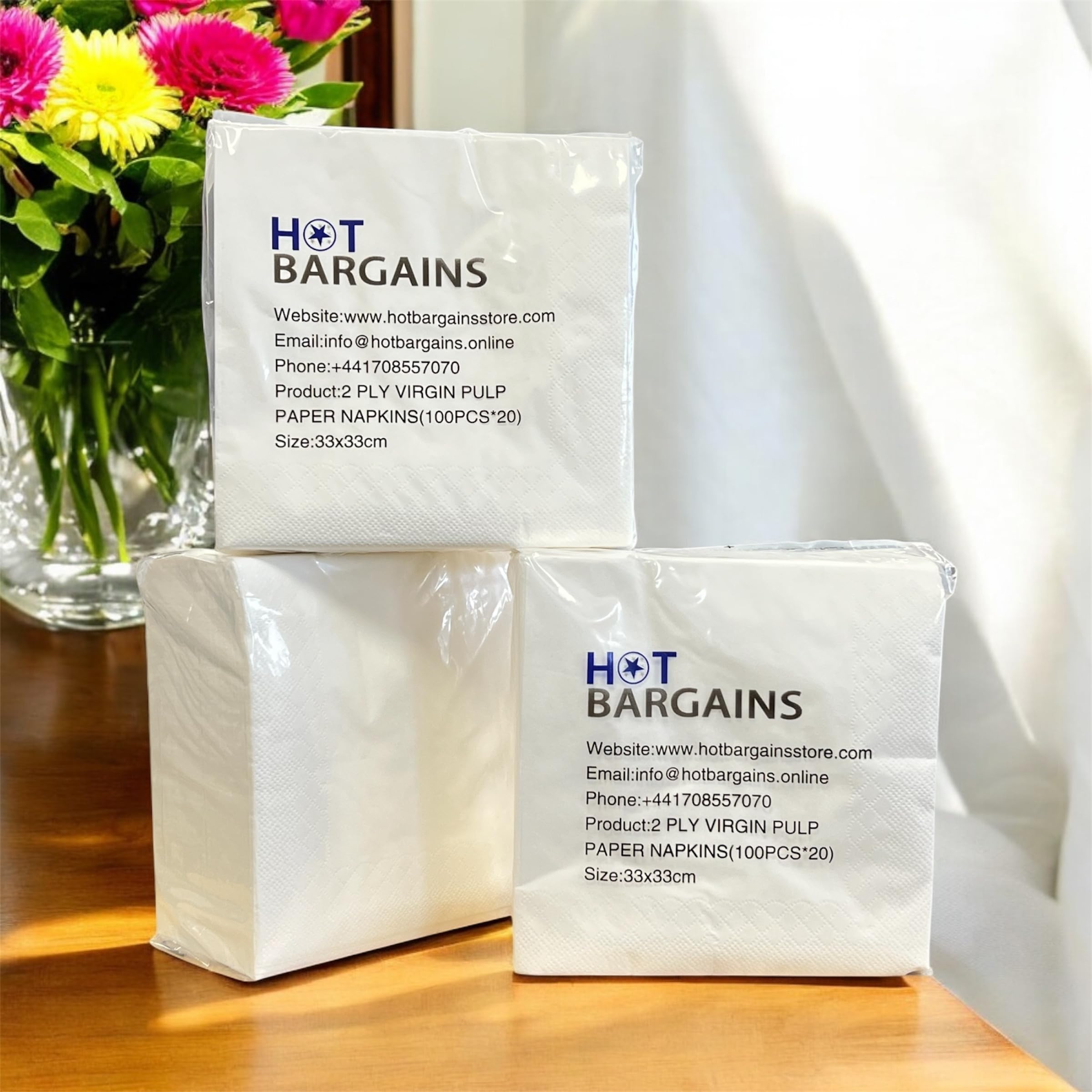 HOT BARGAINS Paper Napkins 2-Ply White 33 x 33cm 1000 Count for Restaurants Events Catering