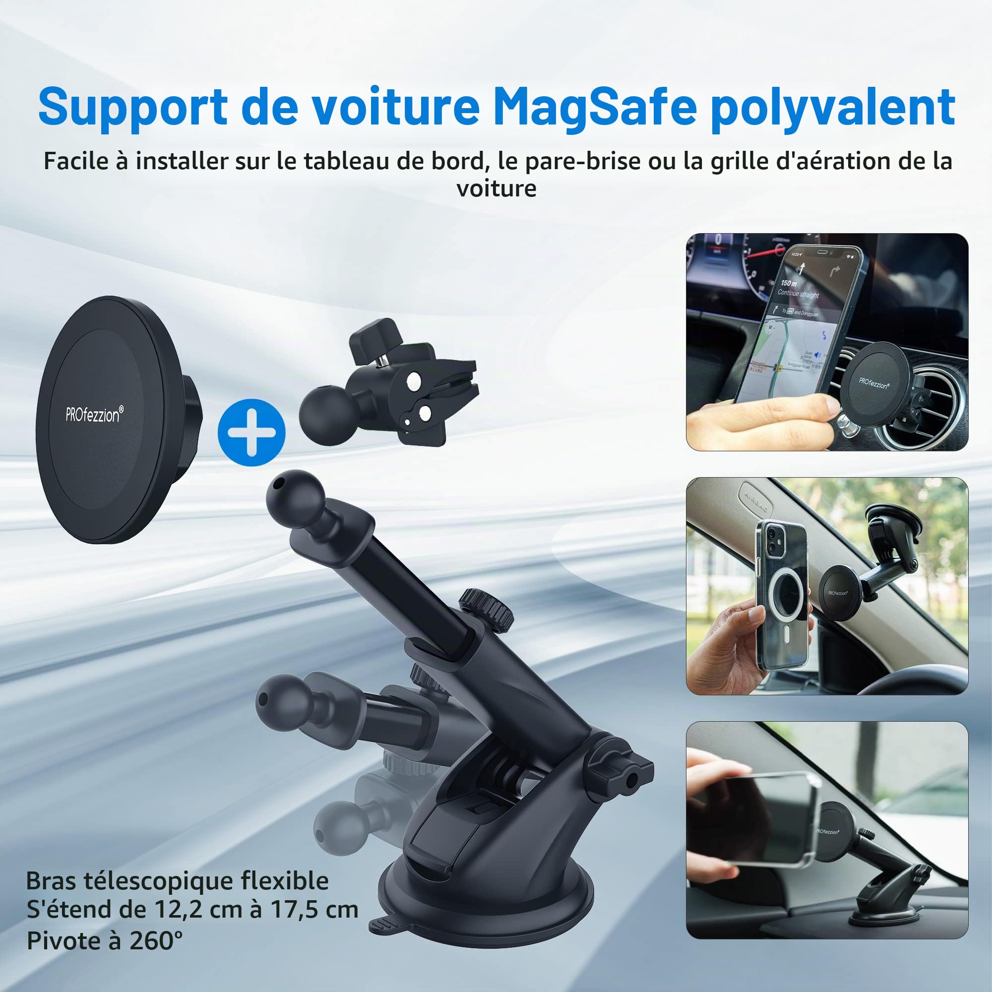 PROfezzion Support Téléphone Magnétique pour Tableau de Bord de Voiture