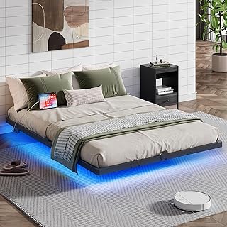 WLIVE Floating Queen Bed Frame, 1500Lbs Heavy Duty Metal Platform with L...