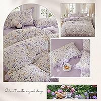 Vista 136 de 3 piezas de juego de funda de edredón tamaño individual XL, funda de edredón blanca con estampado floral azul, ropa de cama coquette de algodón