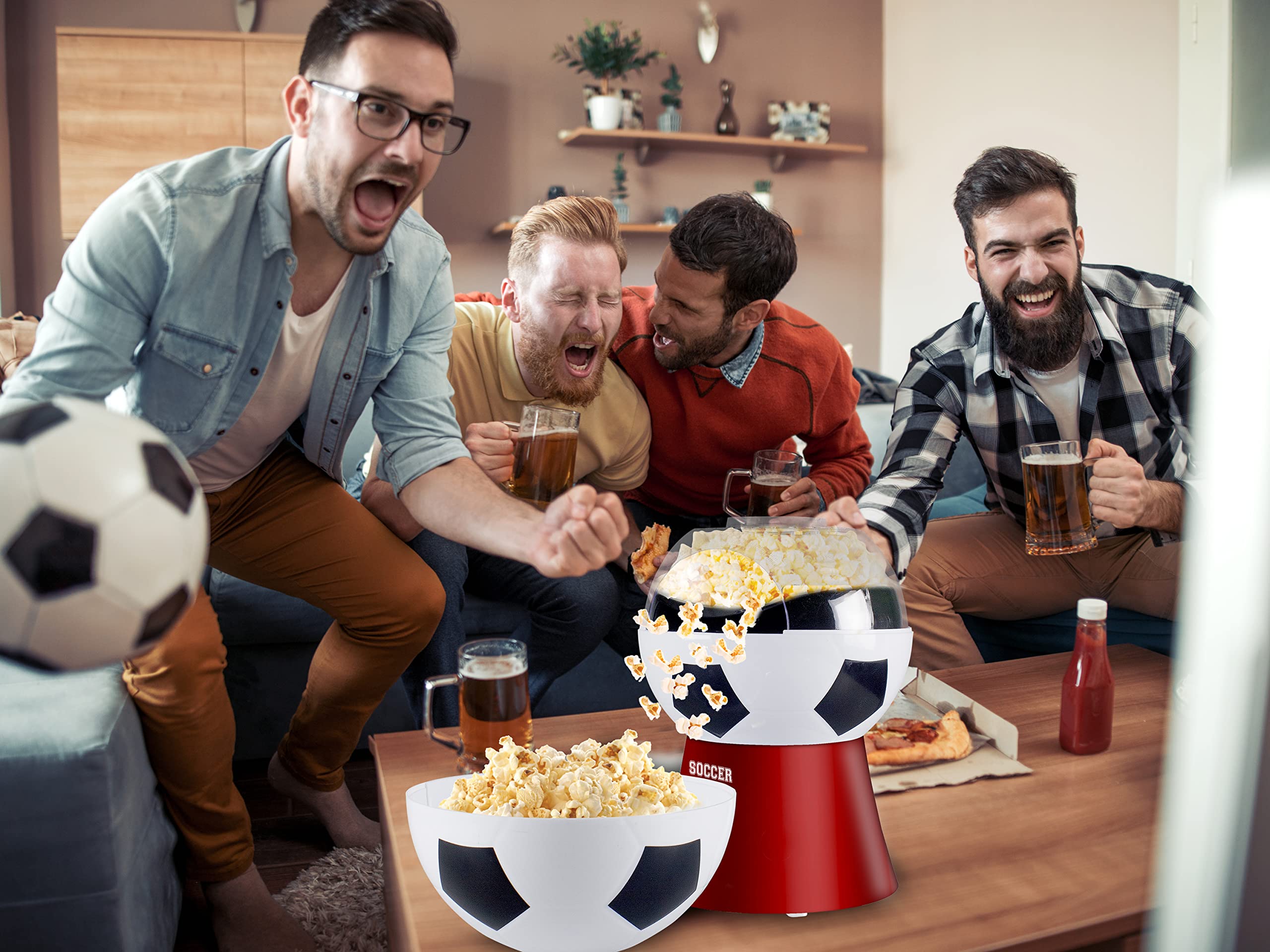 BEPER P101CUD051 Maszyna do popcornu Football Edition - beztłuszczowa maszyna do popcornu w 3 minuty