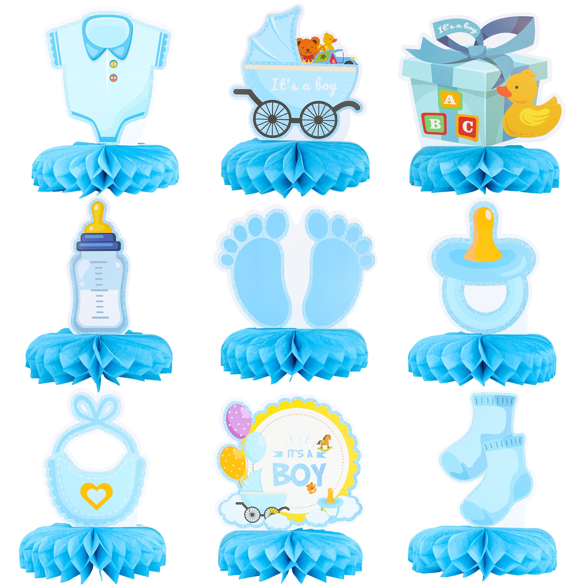 Decoraciones para baby shower de panal y chupete de bienvenida para revelar el género