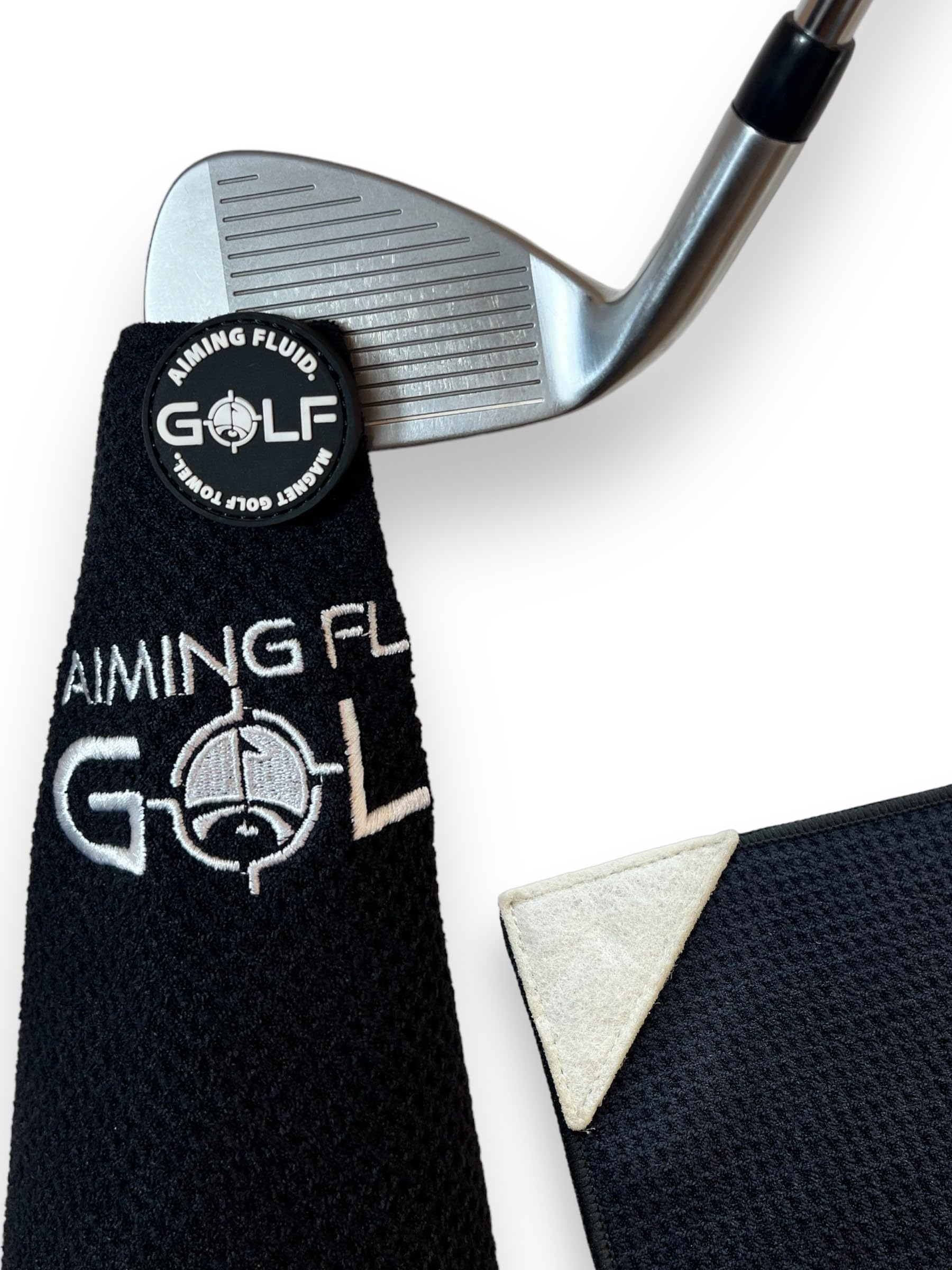 Premium Magnetic Golf Towel I Exclusive Wash Pocket I MAGNA-ANCHOR TECHNOLOGY I Waffle Pattern I Ball Scrubber I Golf Gift for Men and Women (16" x 40" Black Golf Towel Magnet)