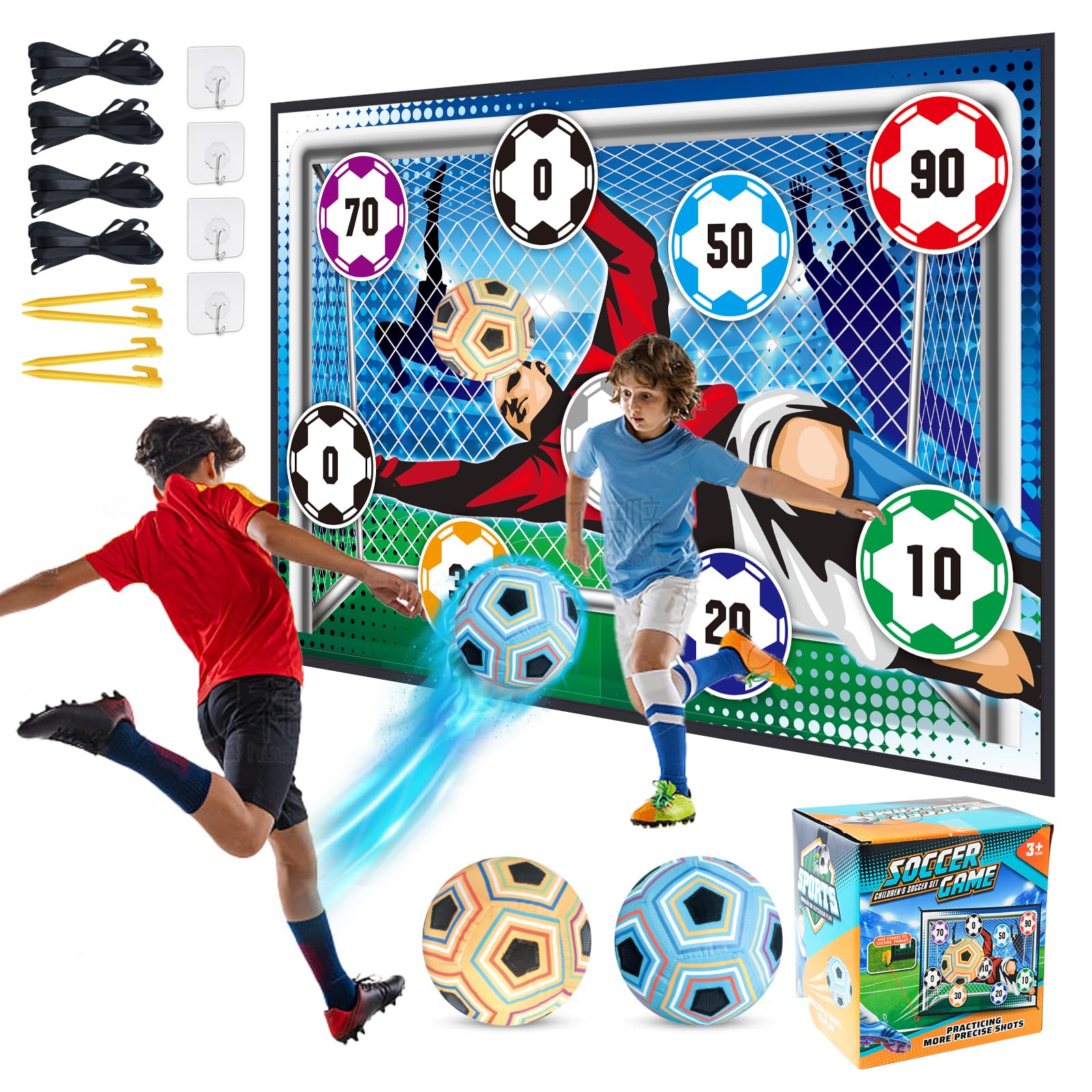 Soccer Ball Game Set for Kids: Indoor Outdoor Backyard Toss Soccer Goal Game with Balls, Toddlers Gift for 3 4 5 6 7 8 Year Old Boy Toys,Foldable Flannel Goals,Ideal for Parent-Child Bonding