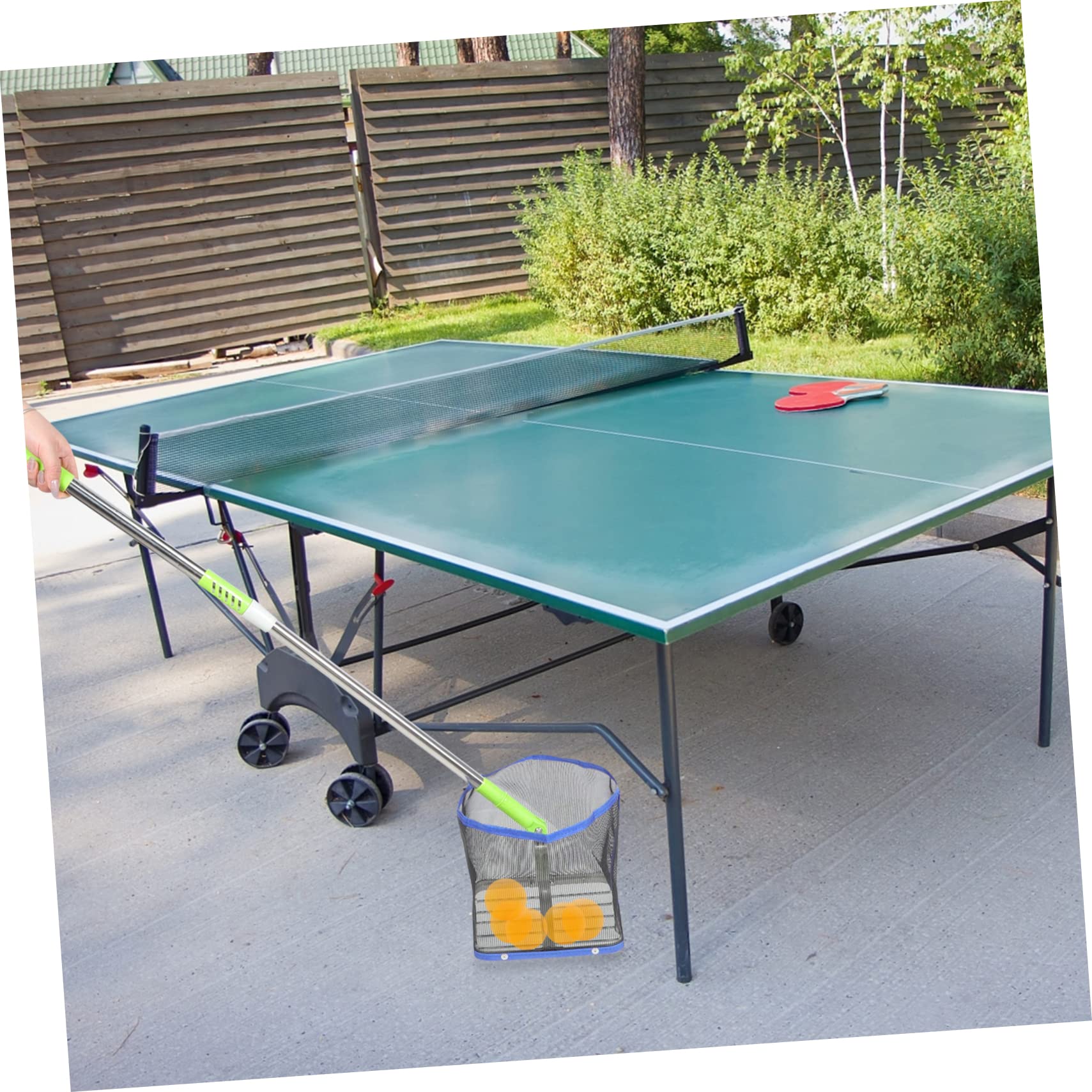 VANZACK Recolector de Pelotas de Tenis de Mesa Red con Mango Largo de Acero Inoxidable
