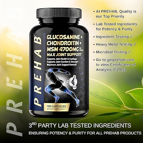Miniatura 5 de Glucosamina condroitina MSM  Suplemento de apoyo articular premium  Extra Strength 4700mg Max Joint Support  Hombres y mujeres  Apoya la salud de