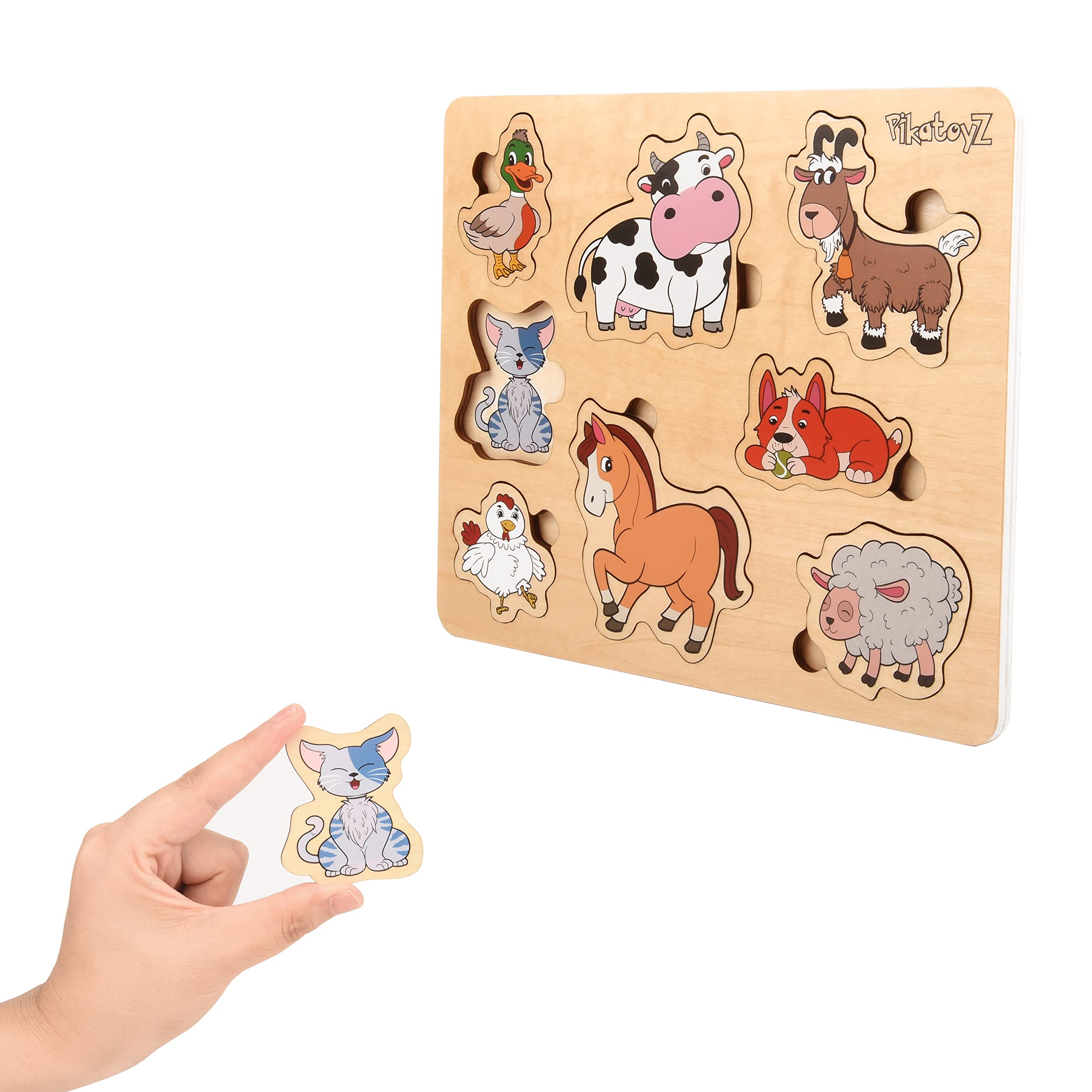 Juguetes Montessori para Bebés de 1 Año, 2 y 3 Años. Puzzle de Madera Juegos Educativos con Rompecabezas de Animales de Granja.