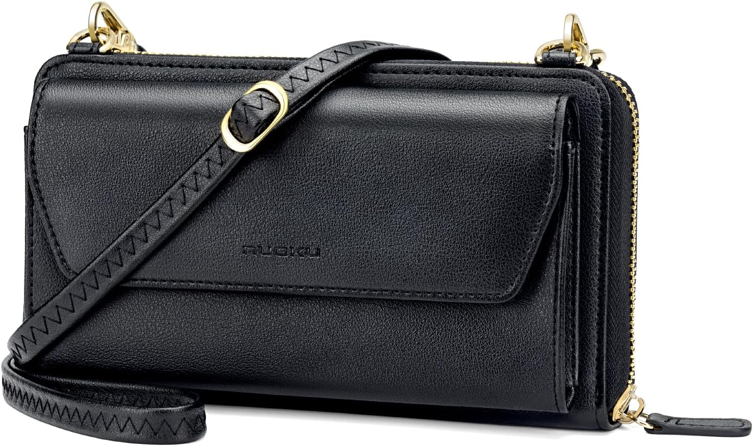 RFID Blocking Wristlet Wallet for Women, Zip-Around Crossbody Clutch with 2 Removable Straps