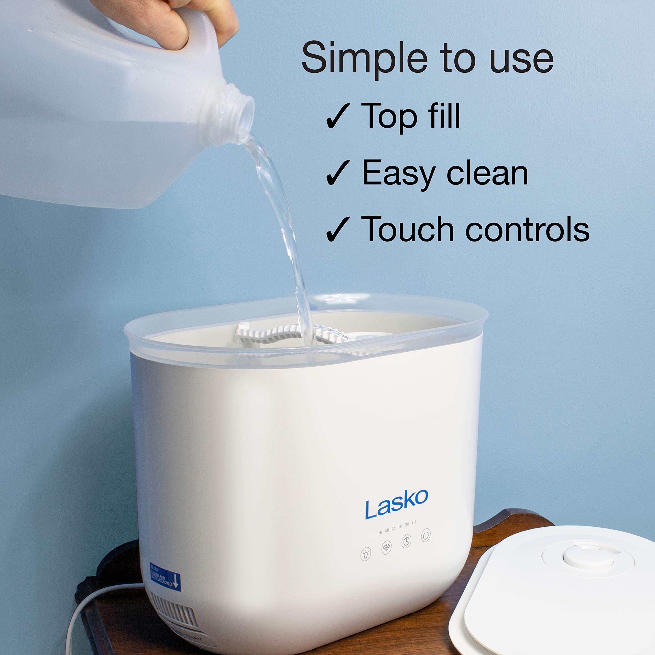 Amazon.com: Lasko UH250 Ultrasonic Cool Mist Humidifier with Adjustable  Mist Control, 7-Hr Timer, Soothing Nightlight, and Top Fill 3.5L Tank :  Home u0026 Kitchen