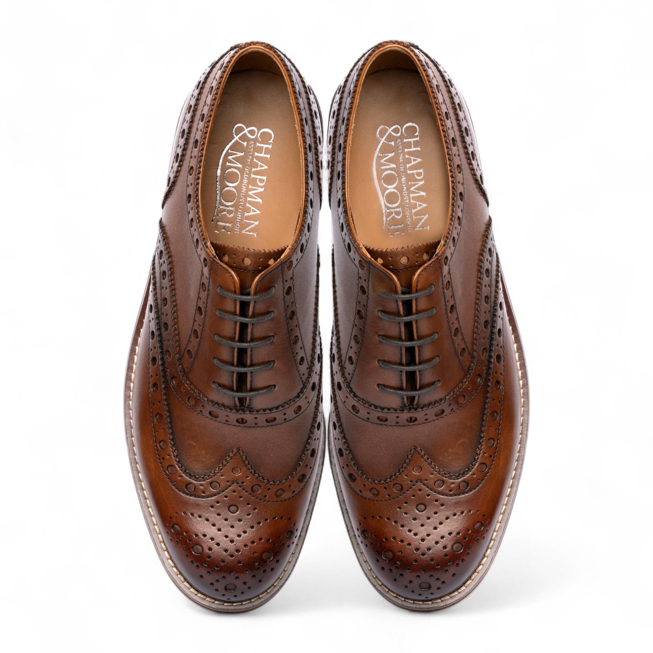 Chapman & Moore - Scarpe da uomo in pelle, con punta a ala, stile Oxford, formale
