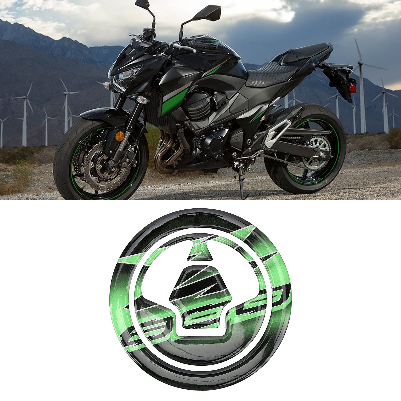 Fydun Autocollant de Protection pour Couvercle de Réservoir de Carburant de Moto Décor de Modification de Moto Pour Z800(Noir + Vert)