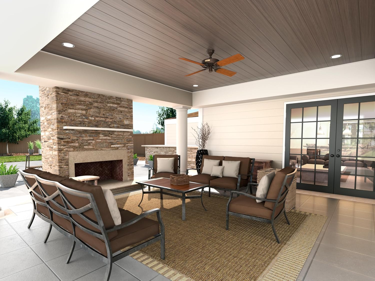 Hunter 52 inch Outdoor or Indoor Ceiling Fan No Light - Brown Ceiling Fan without Light, For Patio, Porch, Garage, or Living Room, Standard Mount, 5 Blades, Pull Chain - Original 23847, Chestnut Brown