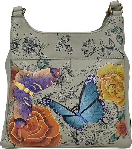 Anna by Anuschka Obra de arte original pintada a mano cuero auténtico cartera de triple compartimento