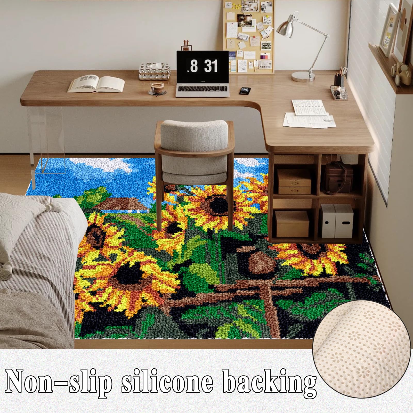 Knüpfteppich Zum Selber knüpfen, Knüpfteppich Teppich Kits Set - DIY Handarbeit Teppich Für Aldult, Super Einfache Unfertige Anfänger Leinwand Wandteppich, Entspannende Und Lustige Hobby 80 x 115 cm