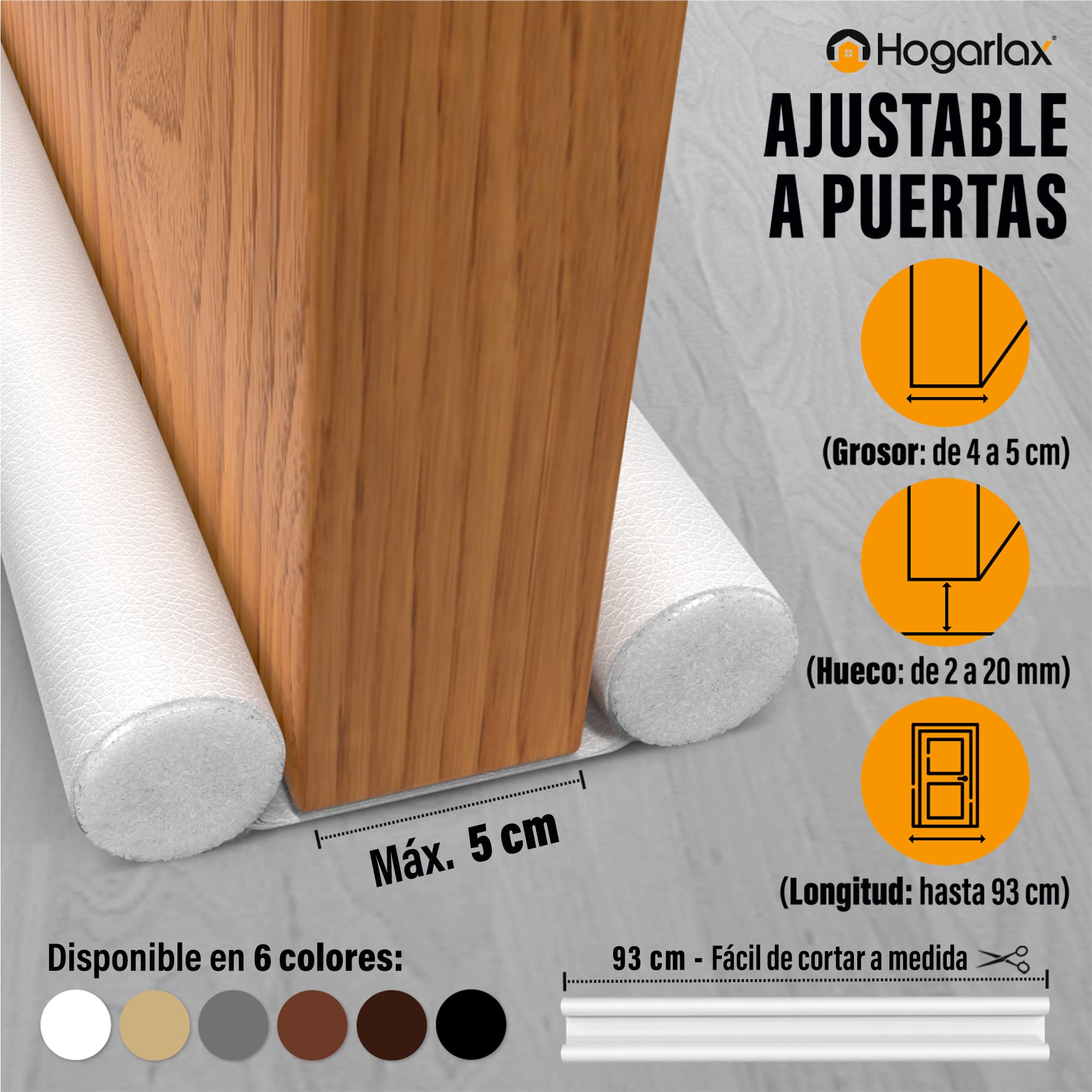 Burlete Puerta Entrada, Burlete Bajo Puerta, Burletes para Puertas Exterior e Interior, Aislante Térmico Frío y Calor, Aislante Acústico, Impermeable, Adaptable hasta 93cm (1, Blanco)