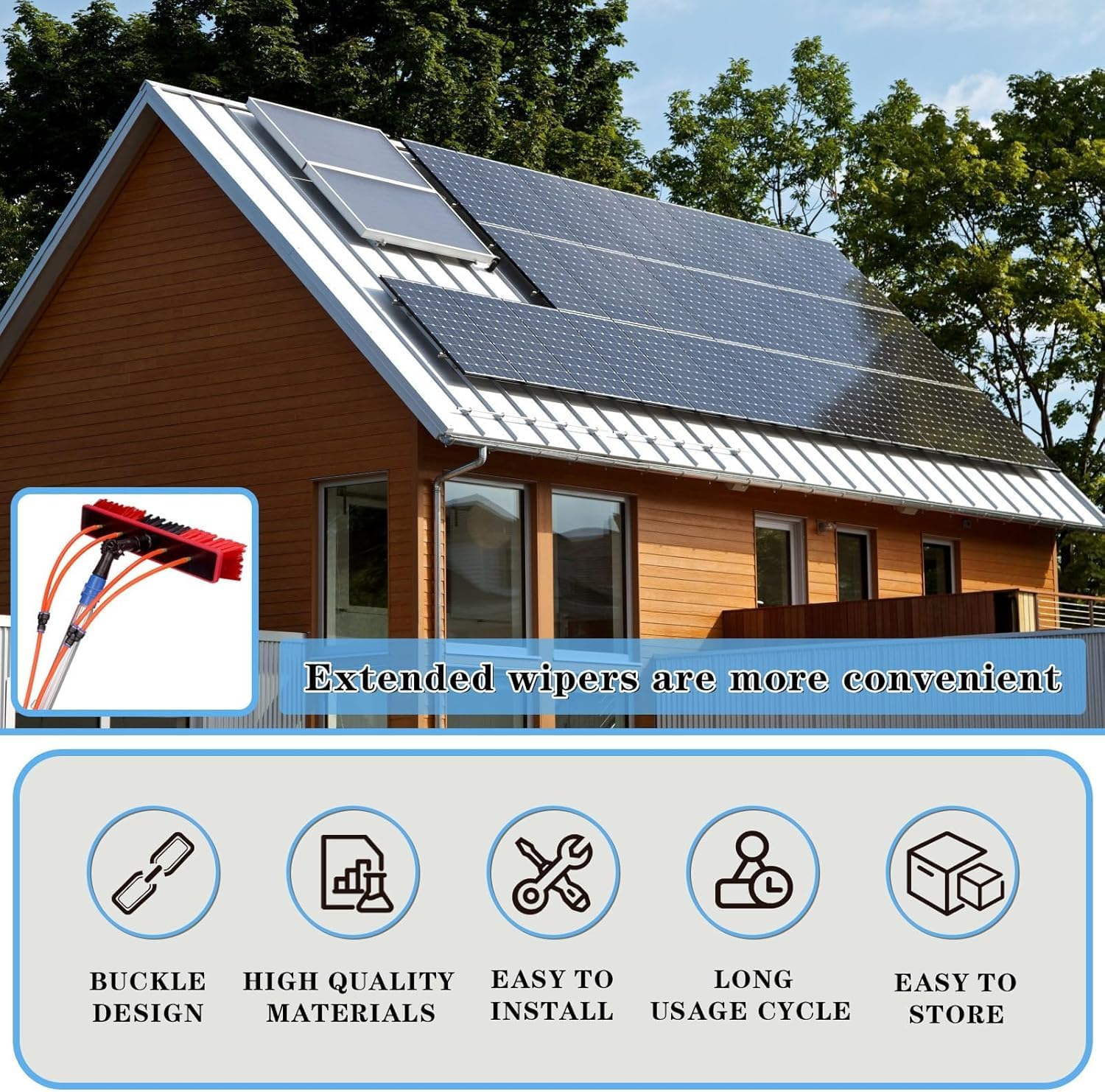 35 FT Water Fed Pole Kit Adjustable Solar Panel Cleaning Kit Cleaner Tool for Window Glass Roof Outdoor Glass Brush Window Washing Equipment